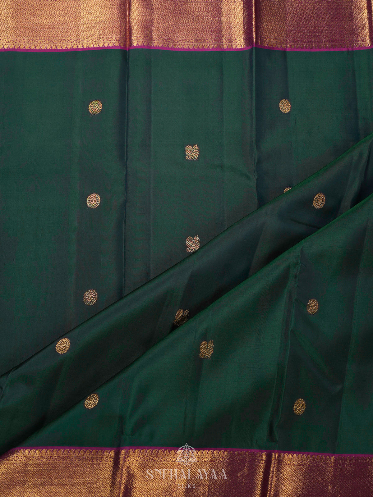 Forest Green Kanjivaram Silk Saree