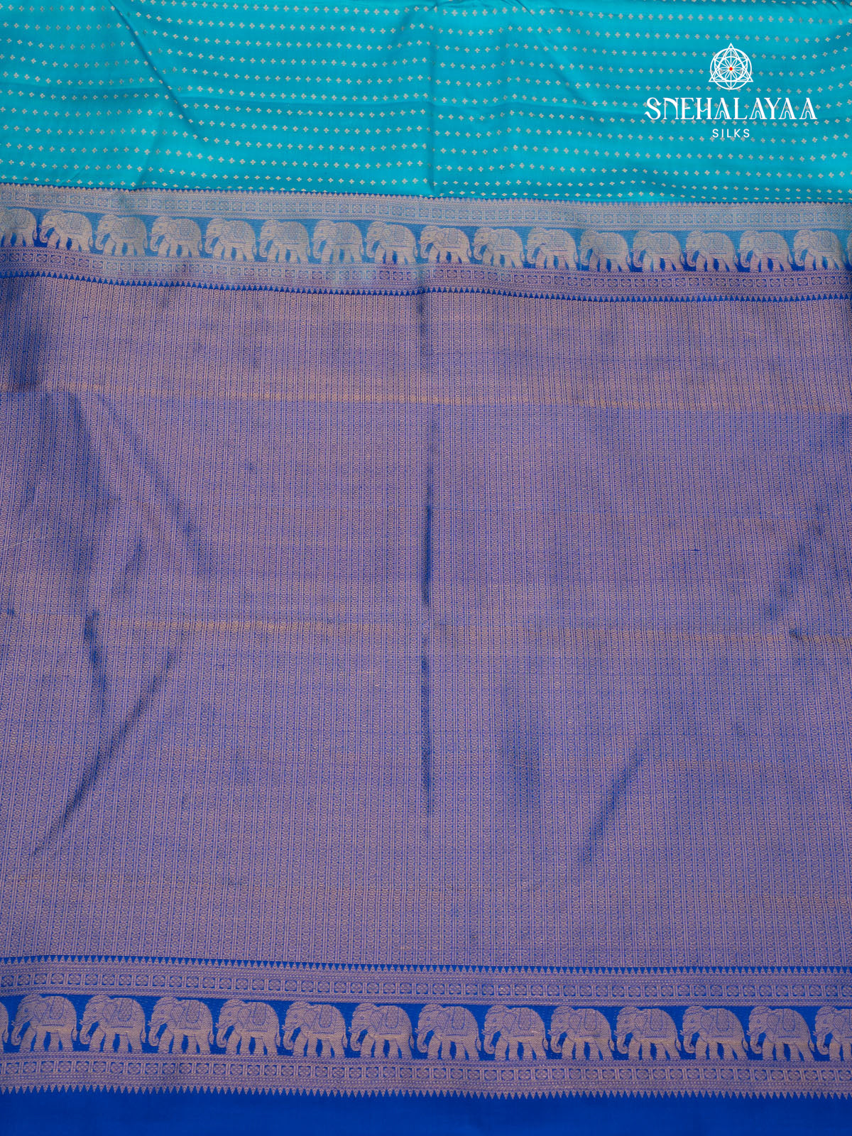 Turquoise Blue Korvai Kanjivaram Silk Saree
