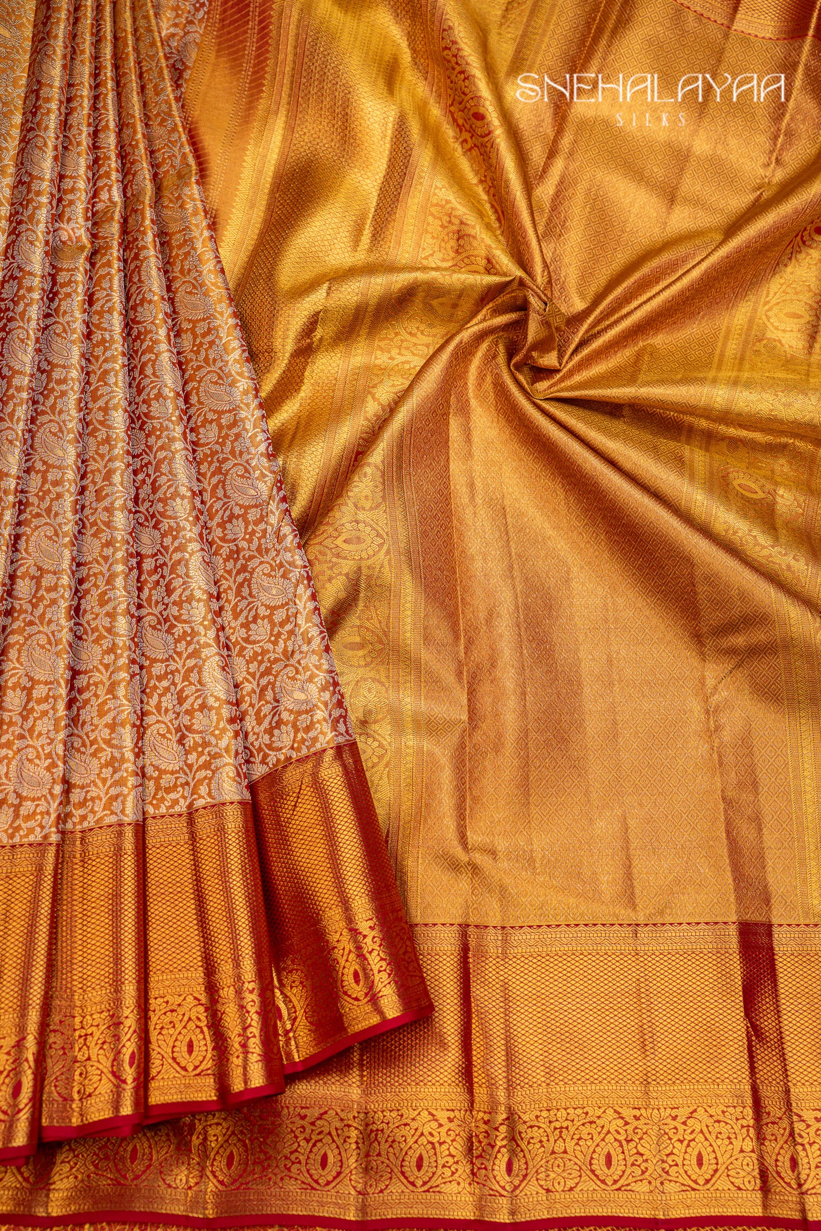 Maroon Gold Kancheevaram Silk Saree