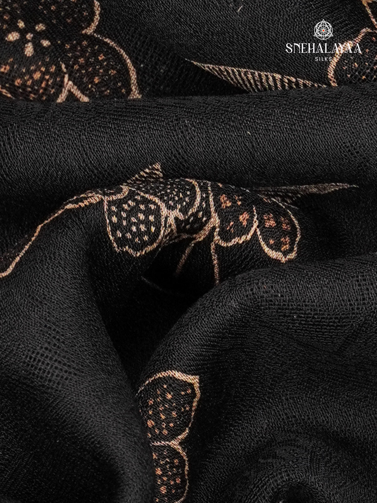 Black Printed Matka Saree