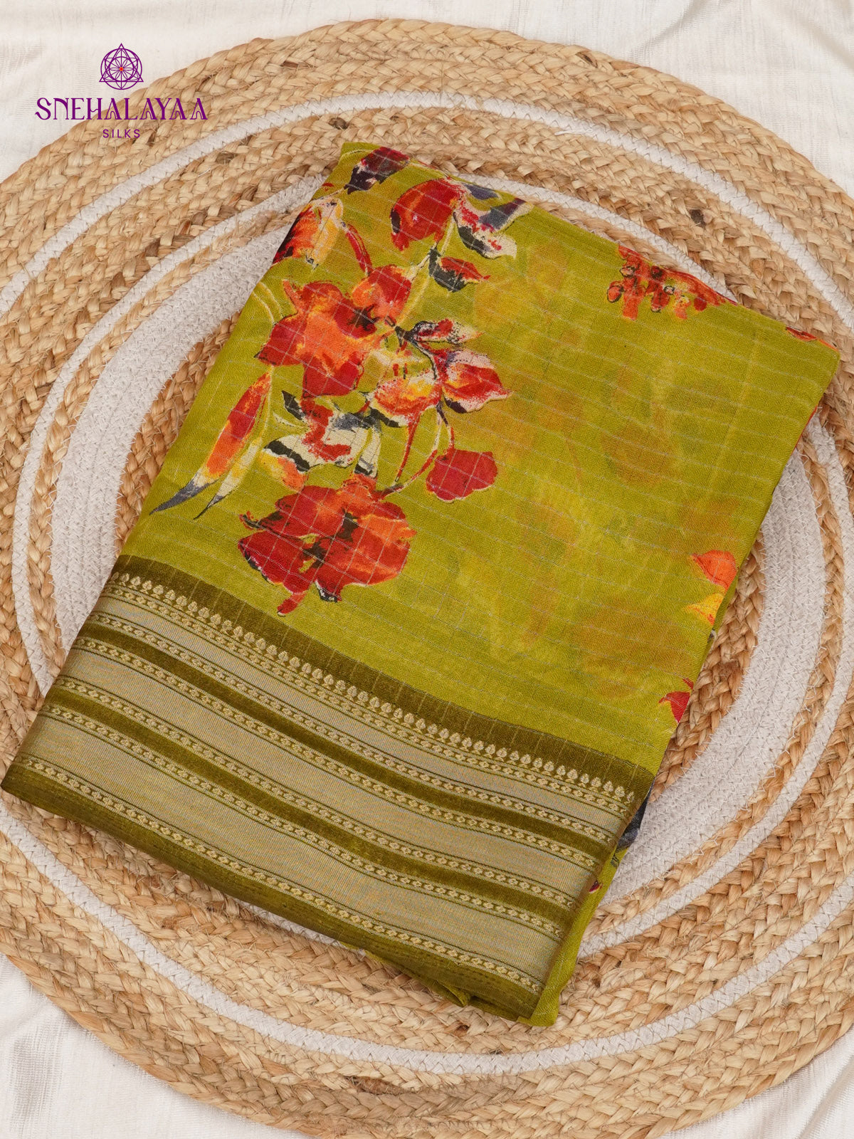 Olive Green Dola Silk Saree