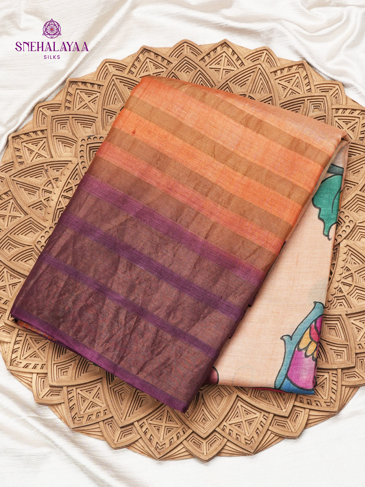 Beige Tussar Silk Saree