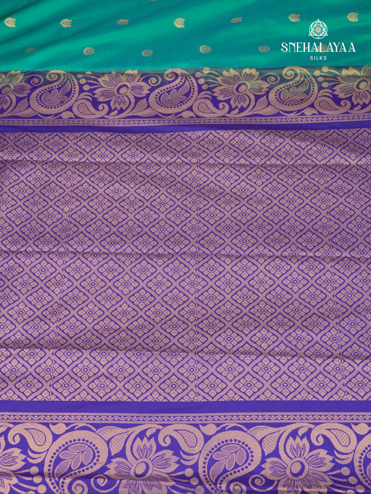 Teal Blue Gadwal Silk Saree