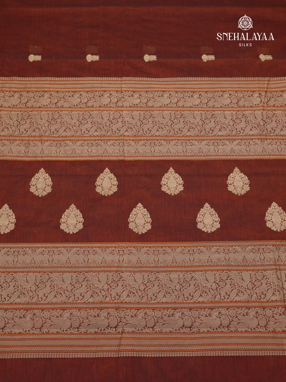 Brick Brown Pure Kanchi Cotton Saree