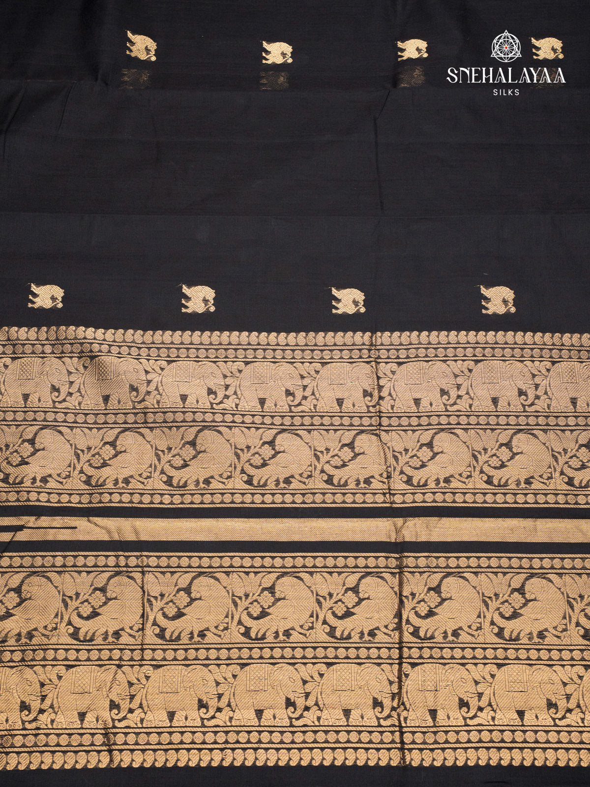 Black Pure Kanchi Cotton Saree