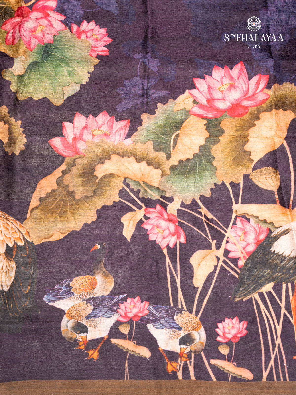 Violet Printed Tussar Saree