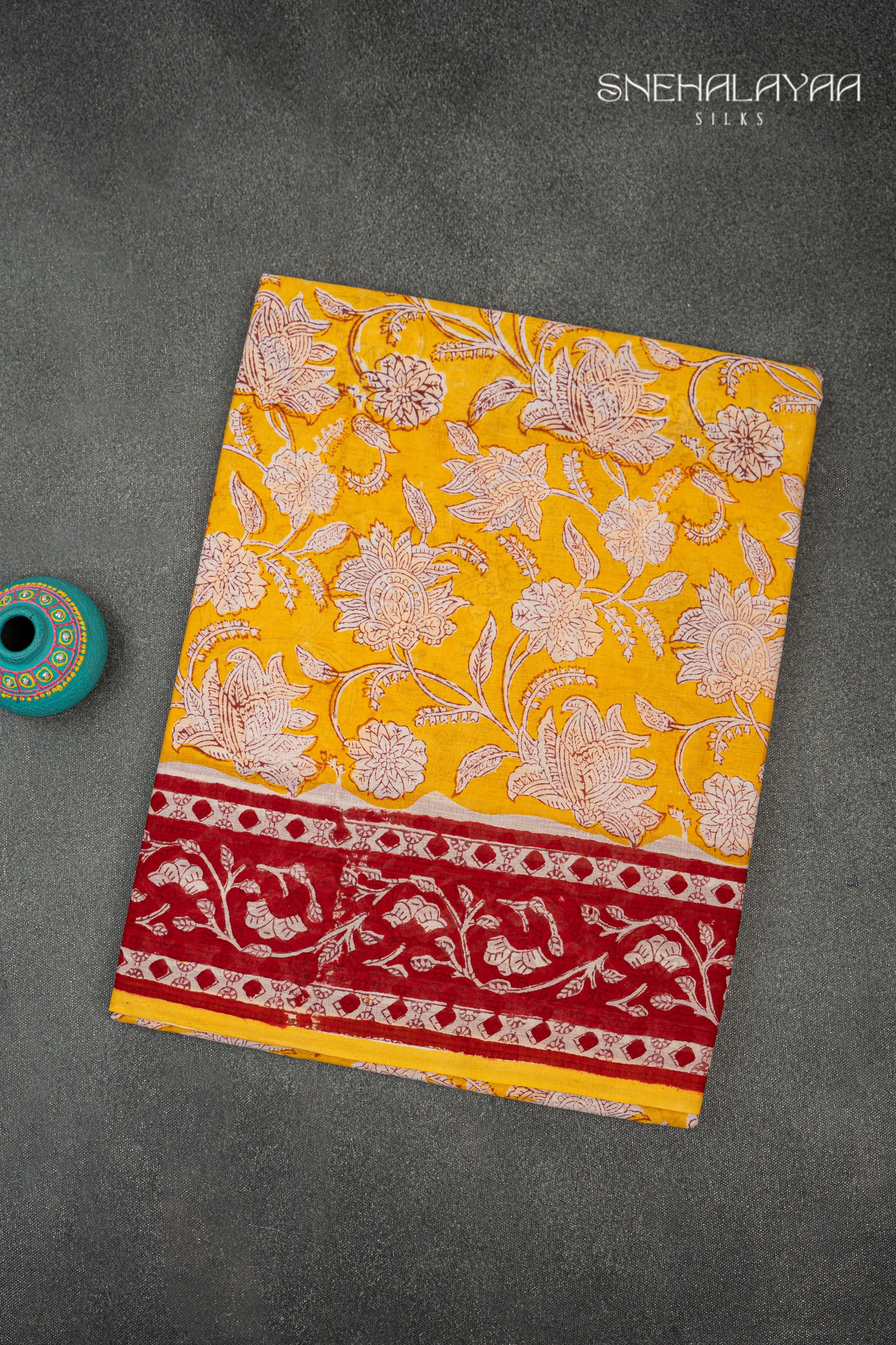 Canary Yellow Jaipur Cotton Saree