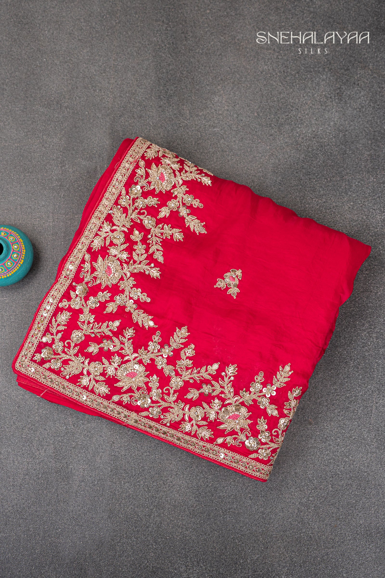 Rose Red Designer Saree