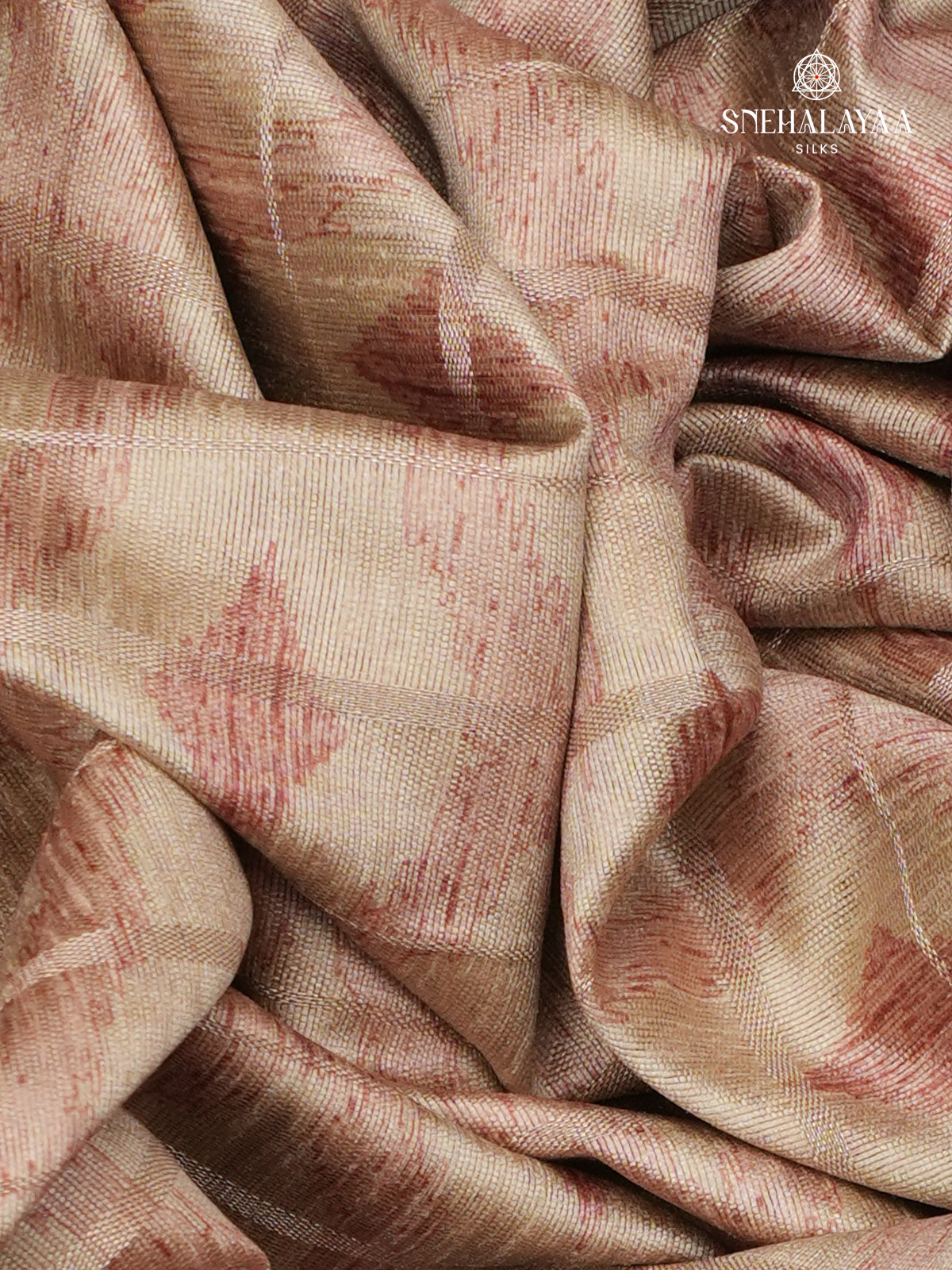 Beige Floral Printed Tussar Saree