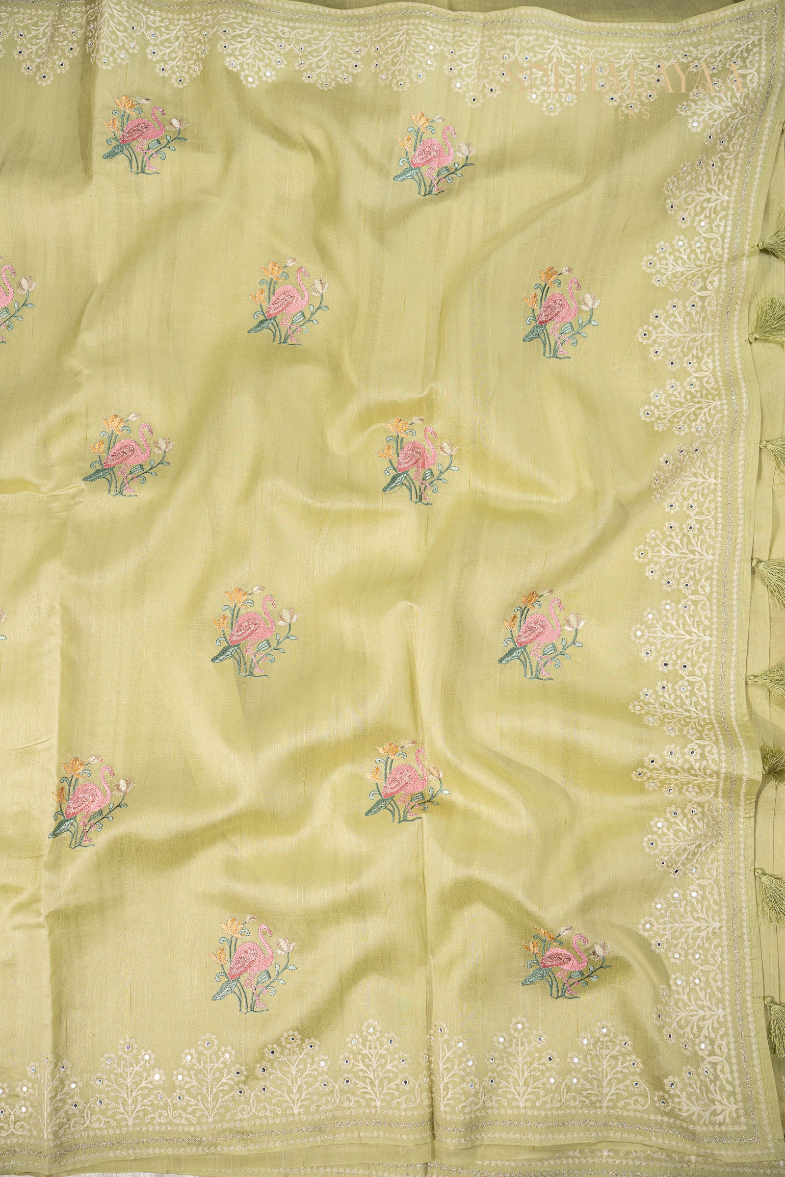 Pistachio Green Raw Silk Saree