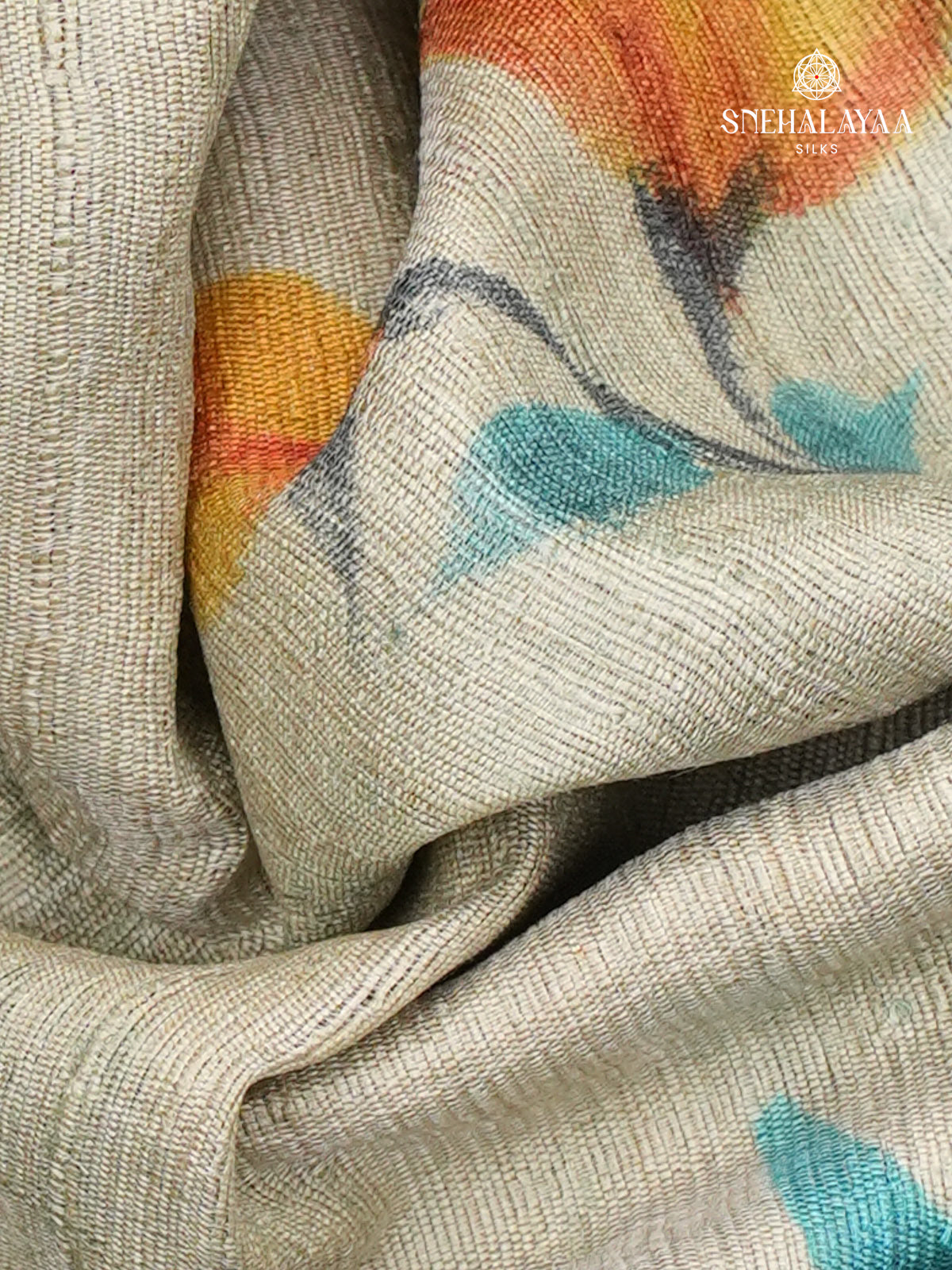 Grey Tussar Silk Saree