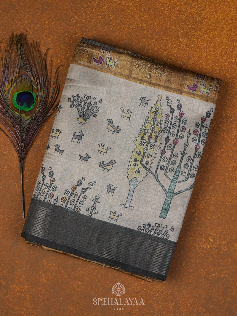 Mustard Munga Tussar Saree