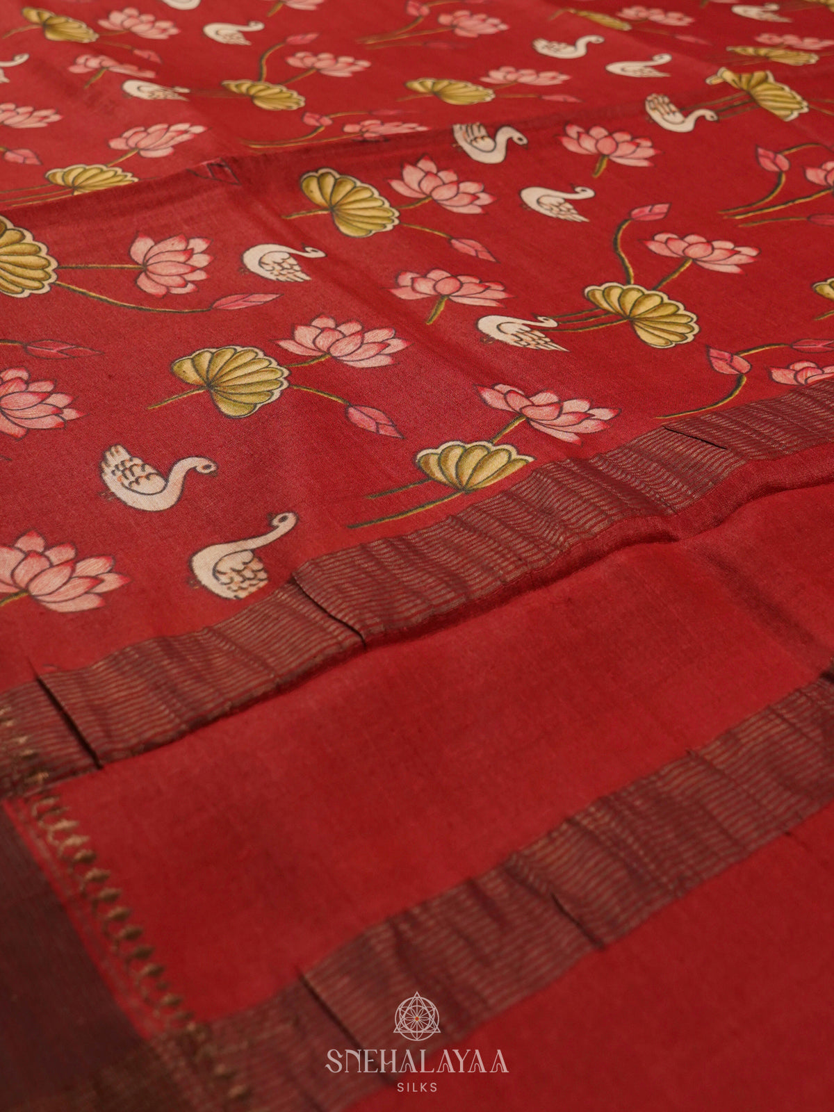 Red Tussar Saree