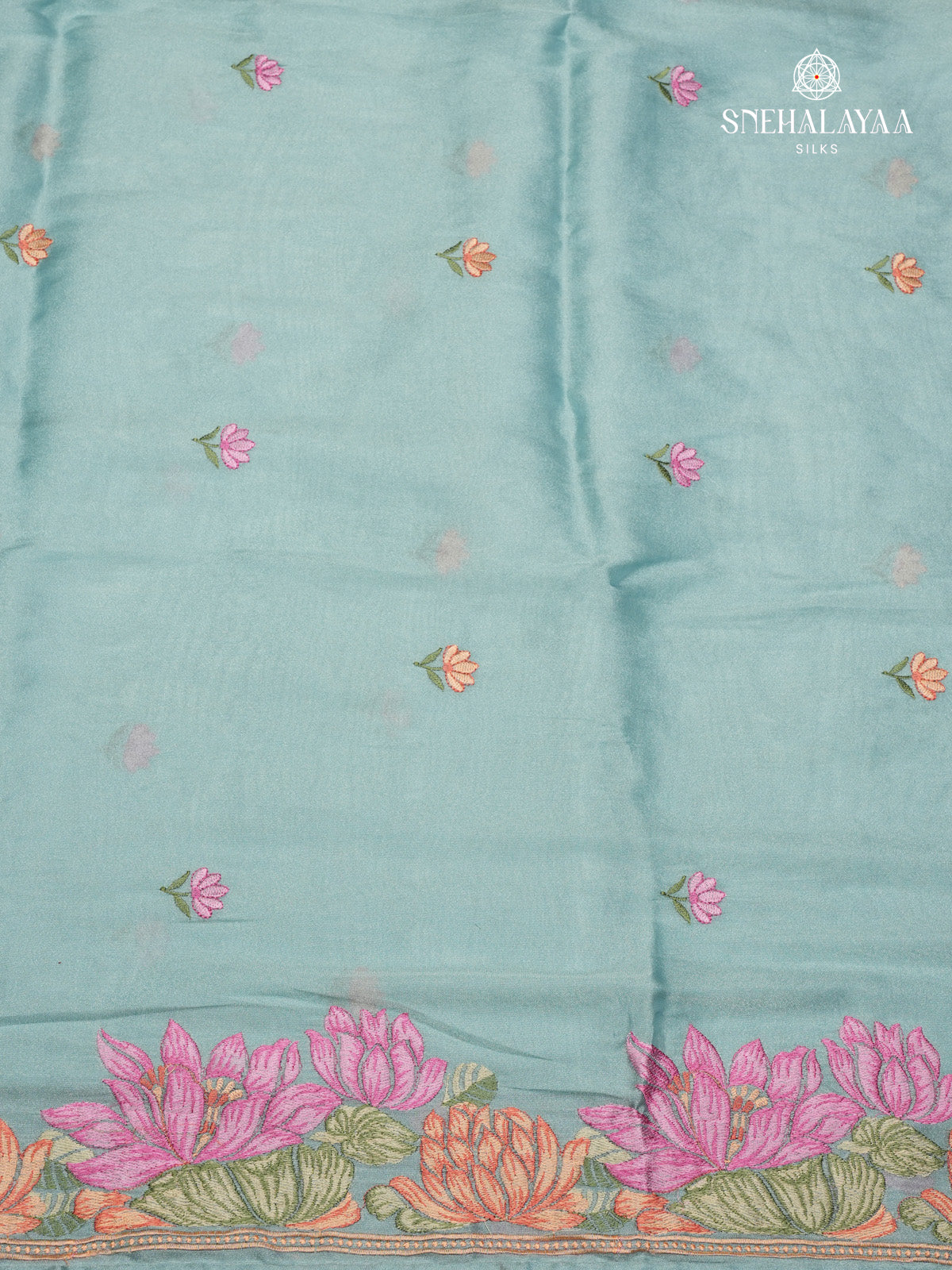 Pastel Blue Embroidery Designer Saree