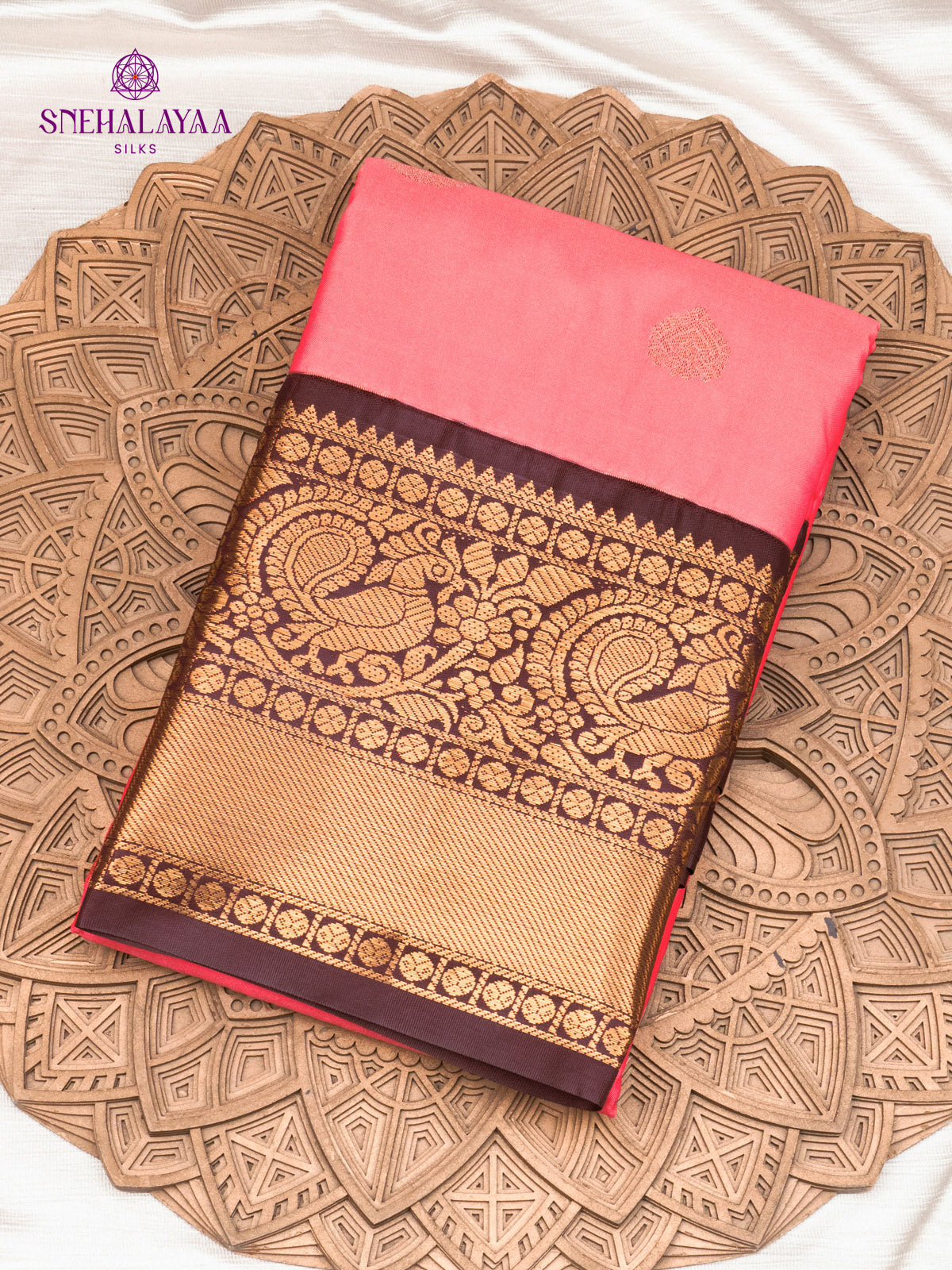 Peach Gadwal Silk Saree