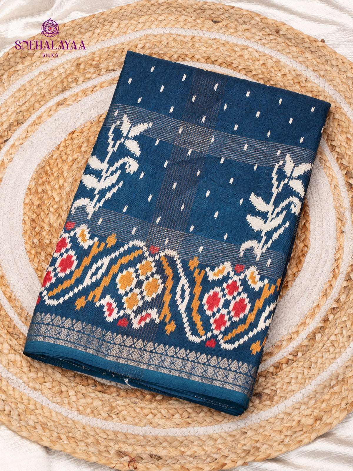 Navy Blue Dola Silk Saree