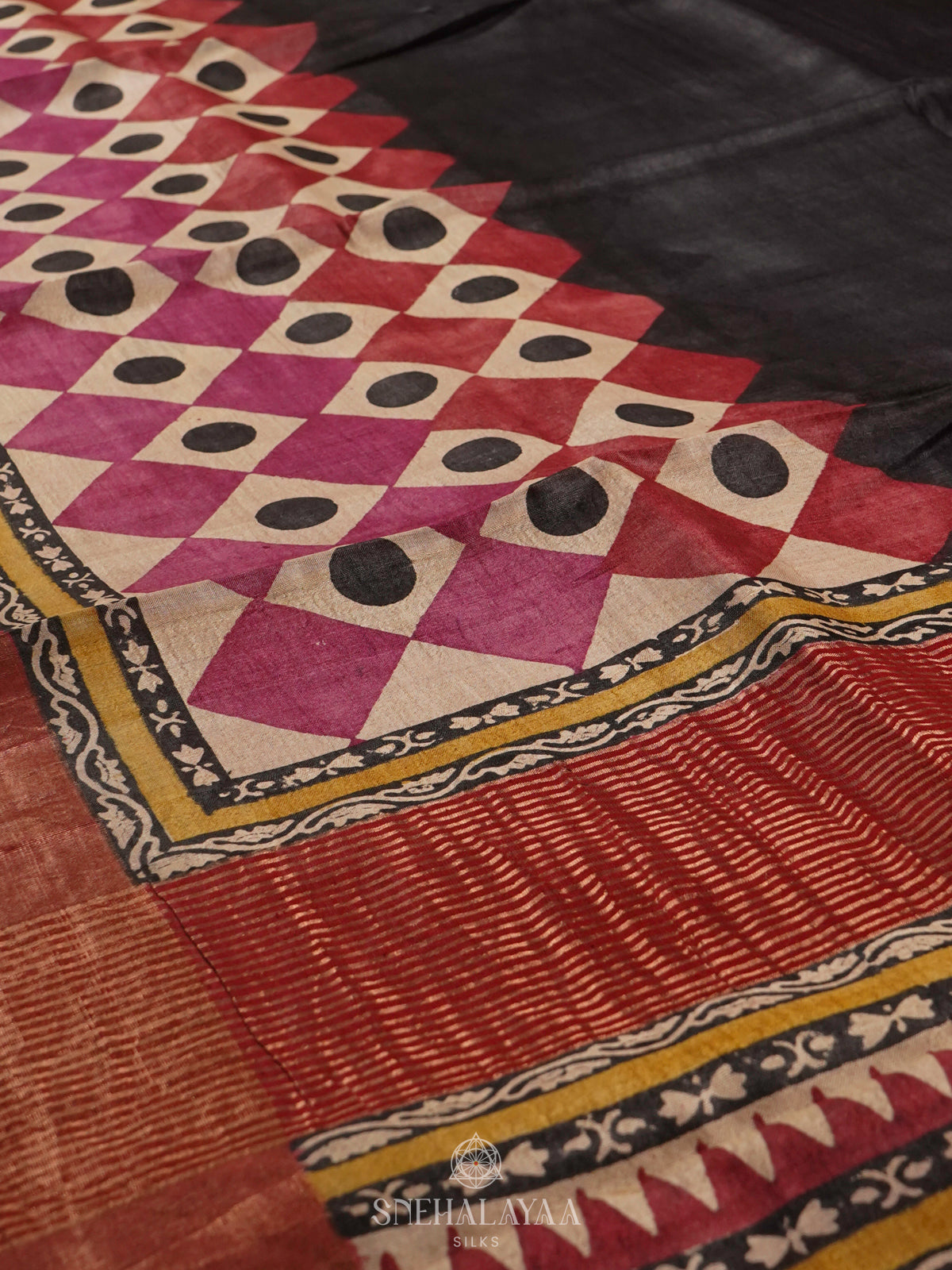Black Tussar Saree