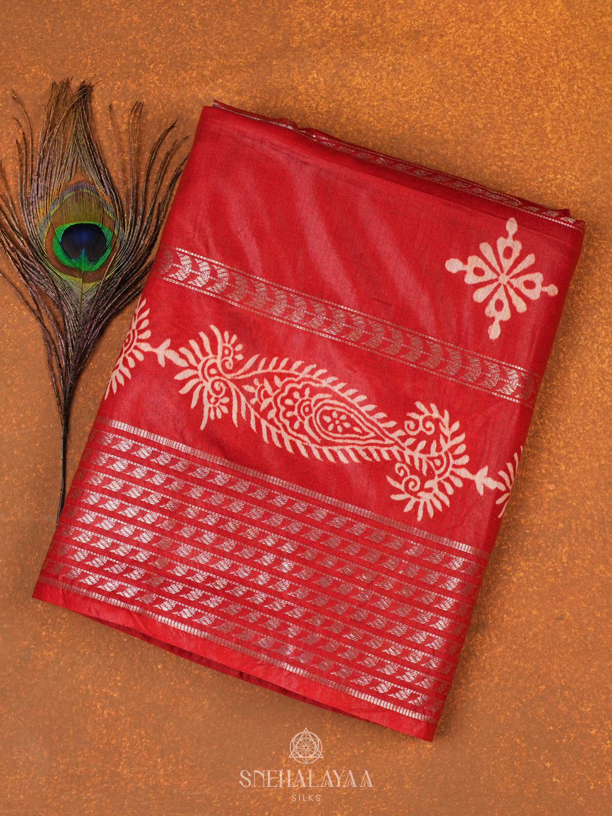 Red Bamboo Silk Saree