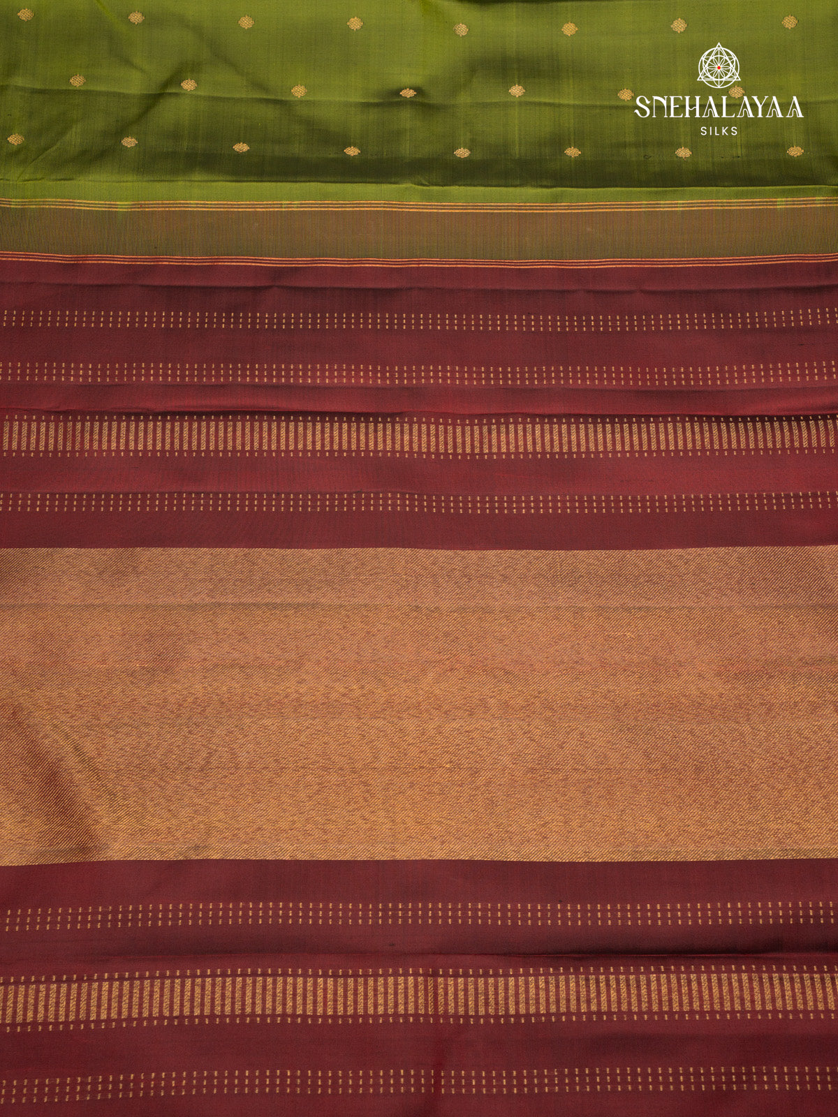 Olive Green Korvai Kanjivaram Silk Saree