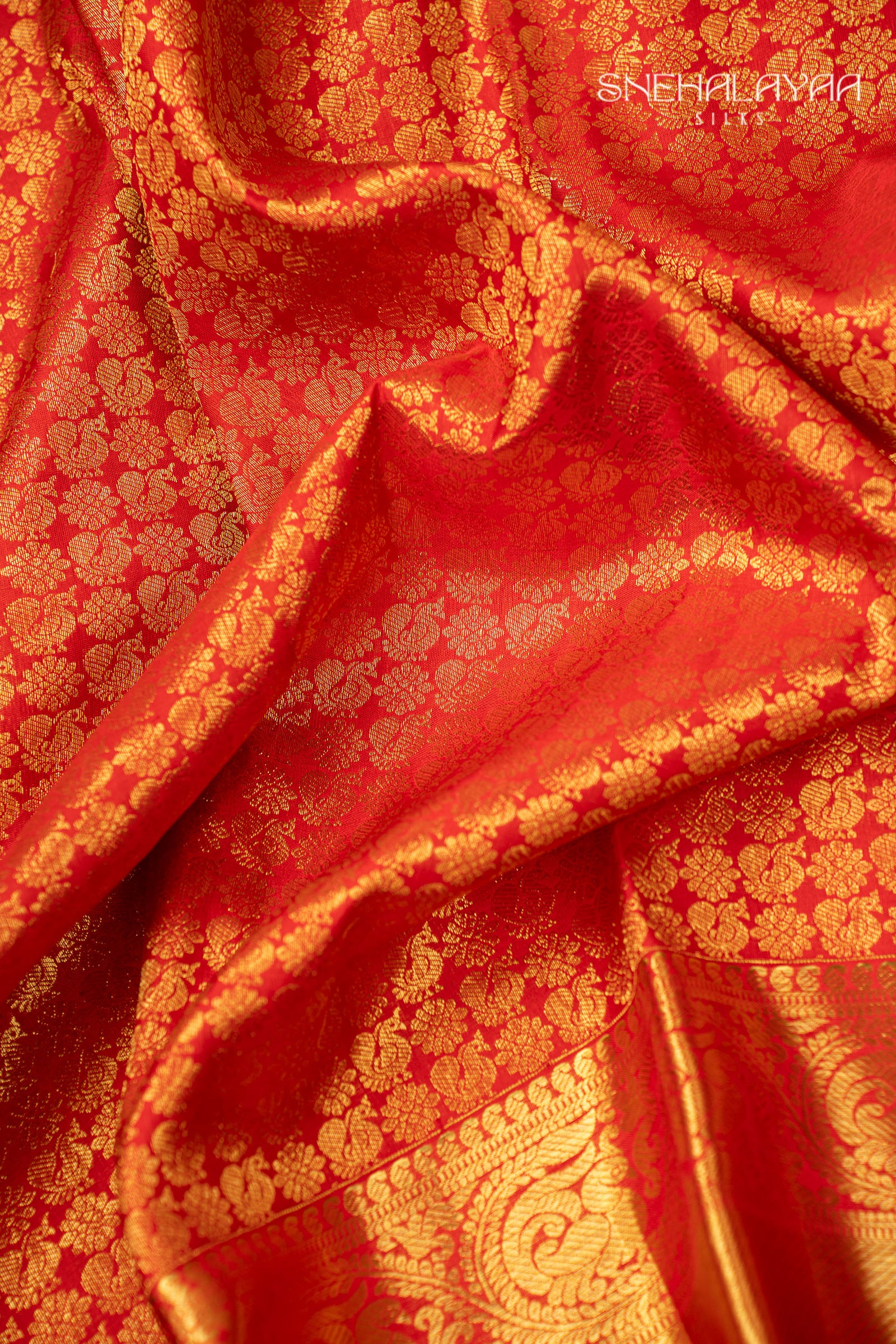Rose Red Kancheevaram Silk Saree