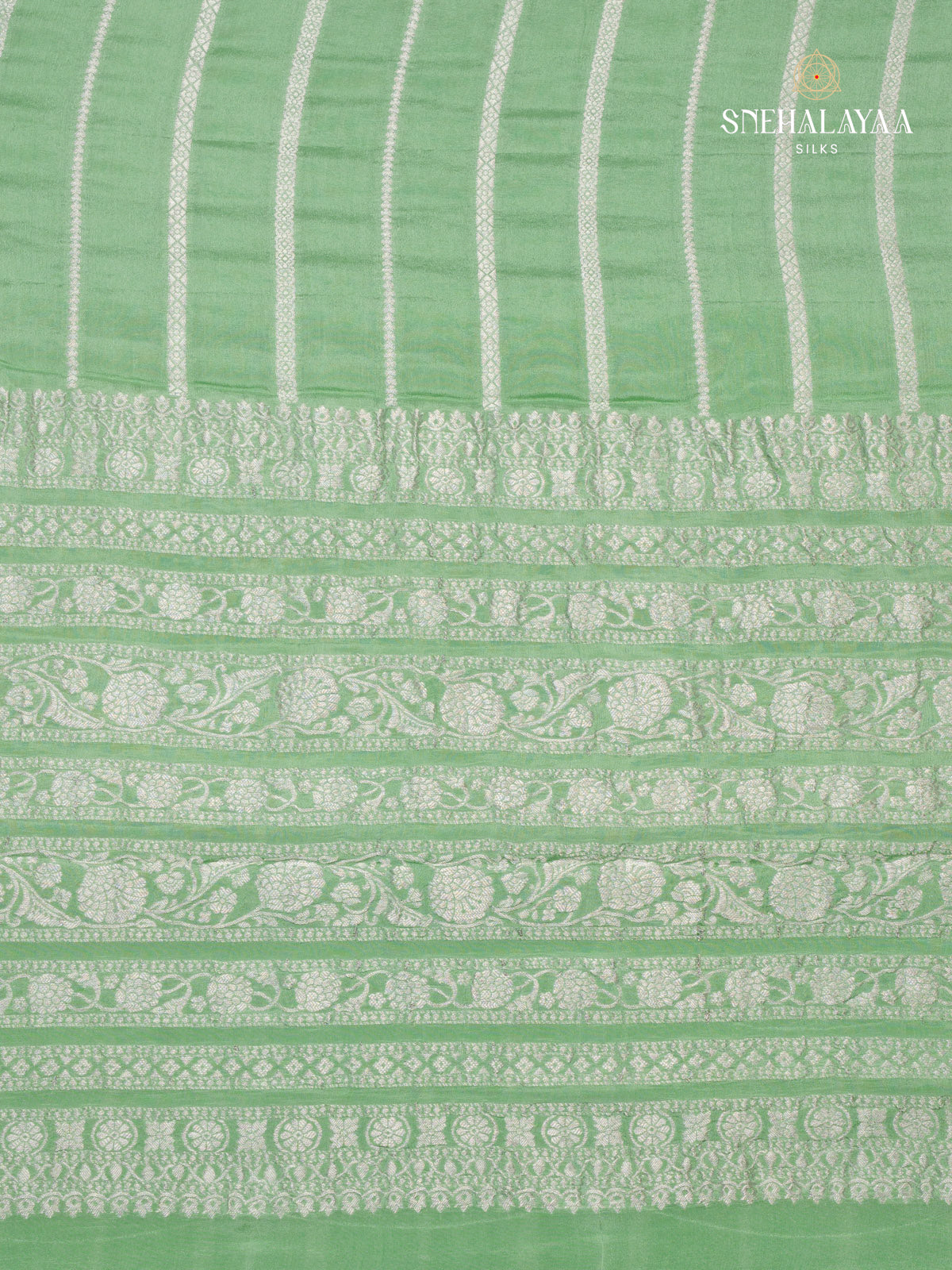 Light Green Banaras Crepe Silk Saree