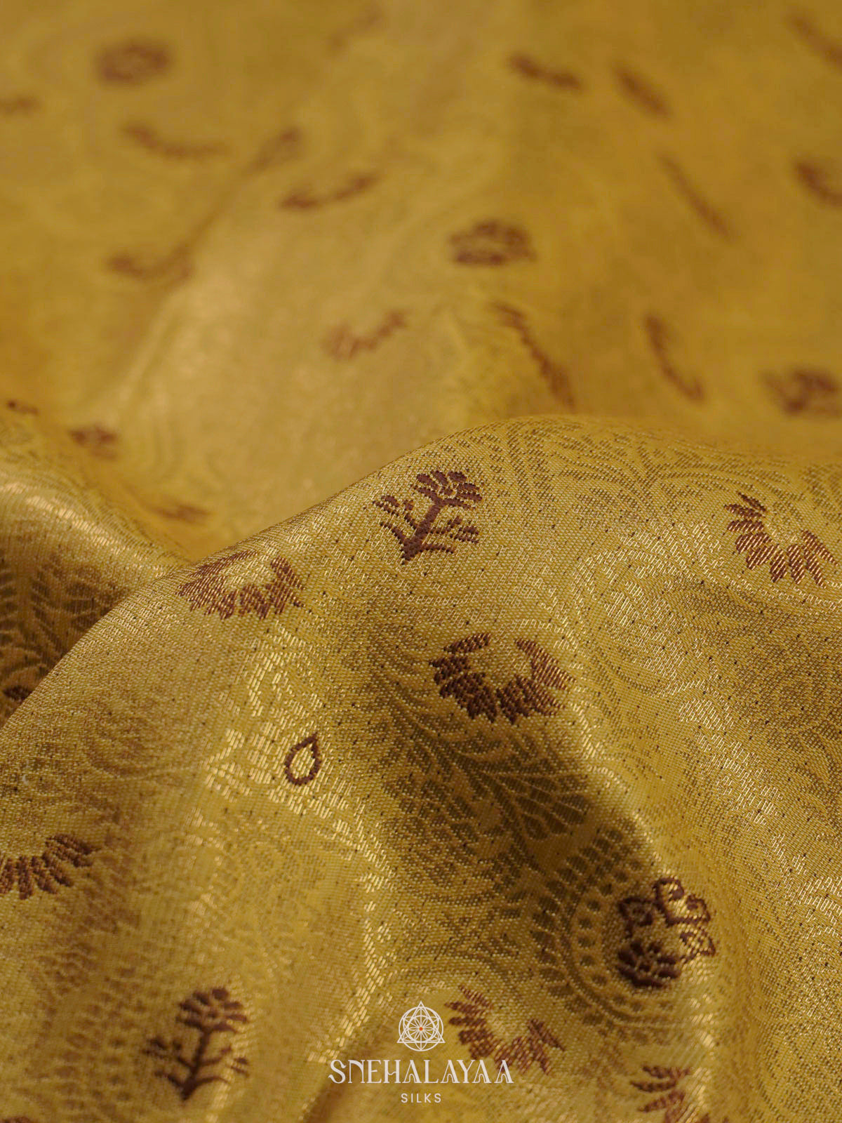 Pale Yellow Art Silk Saree