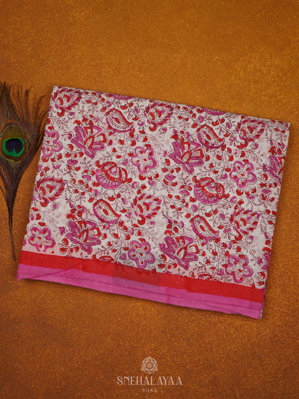 White Jaipur Cotton Saree