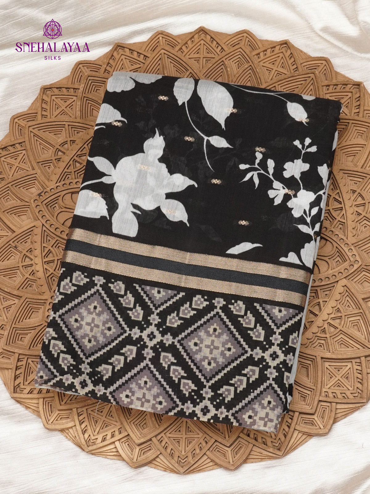 Black Chanderi Saree