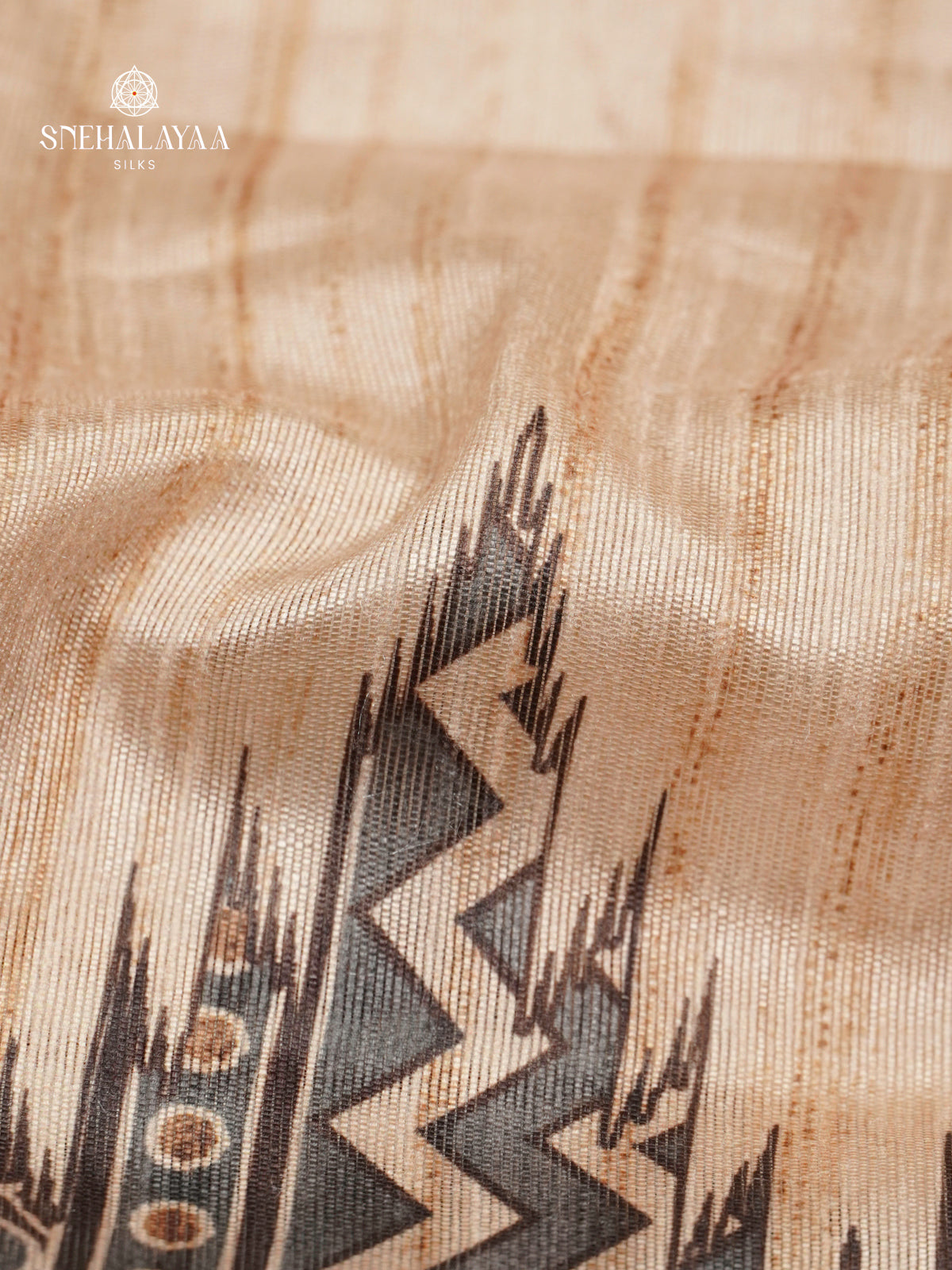 Beige With Grey Border Tussar Saree