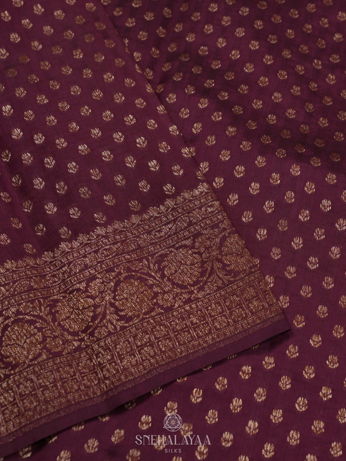 Plum Banaras Raw Silk Saree