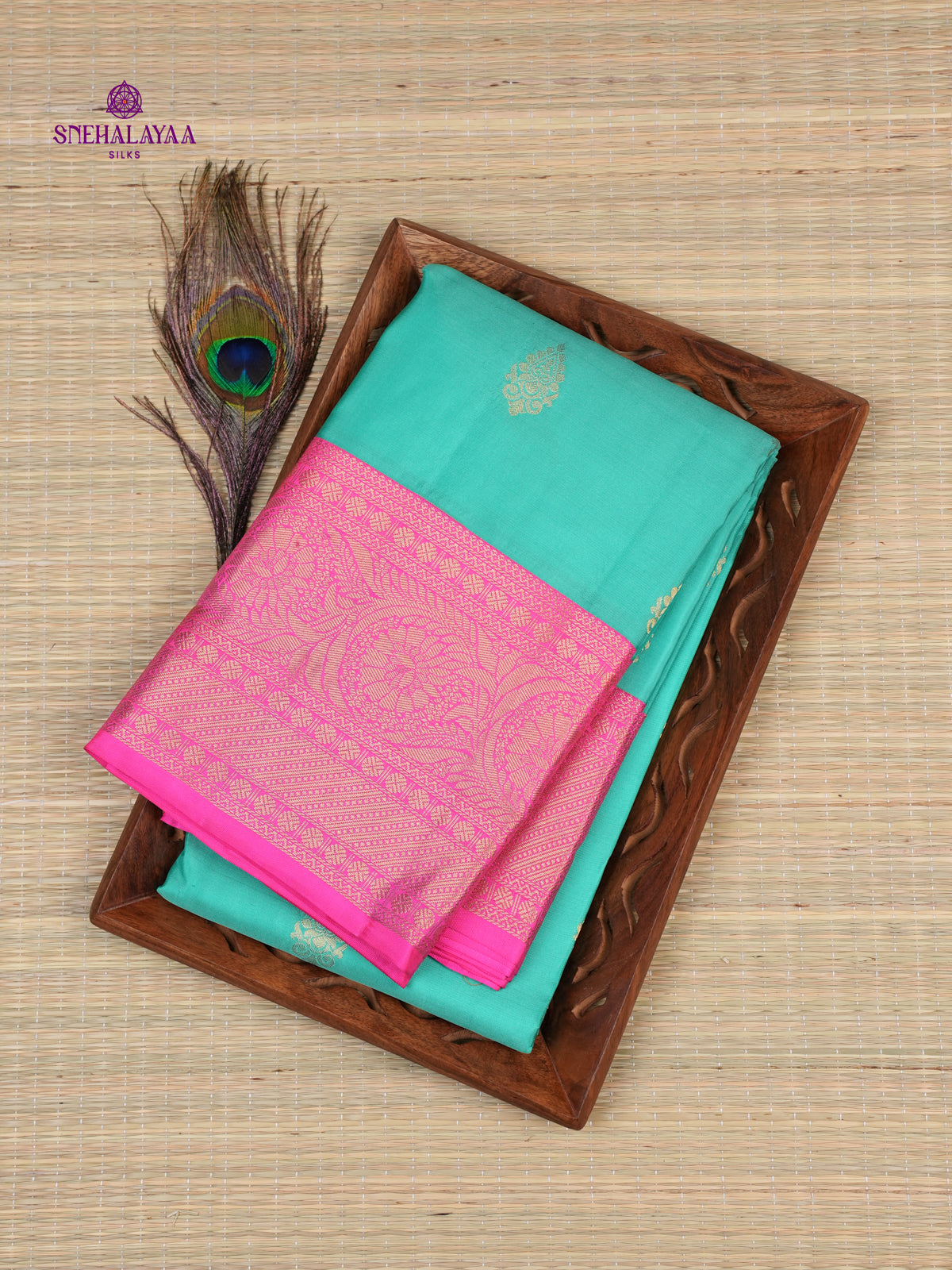 Teal Blue Kanjivaram Silk Saree