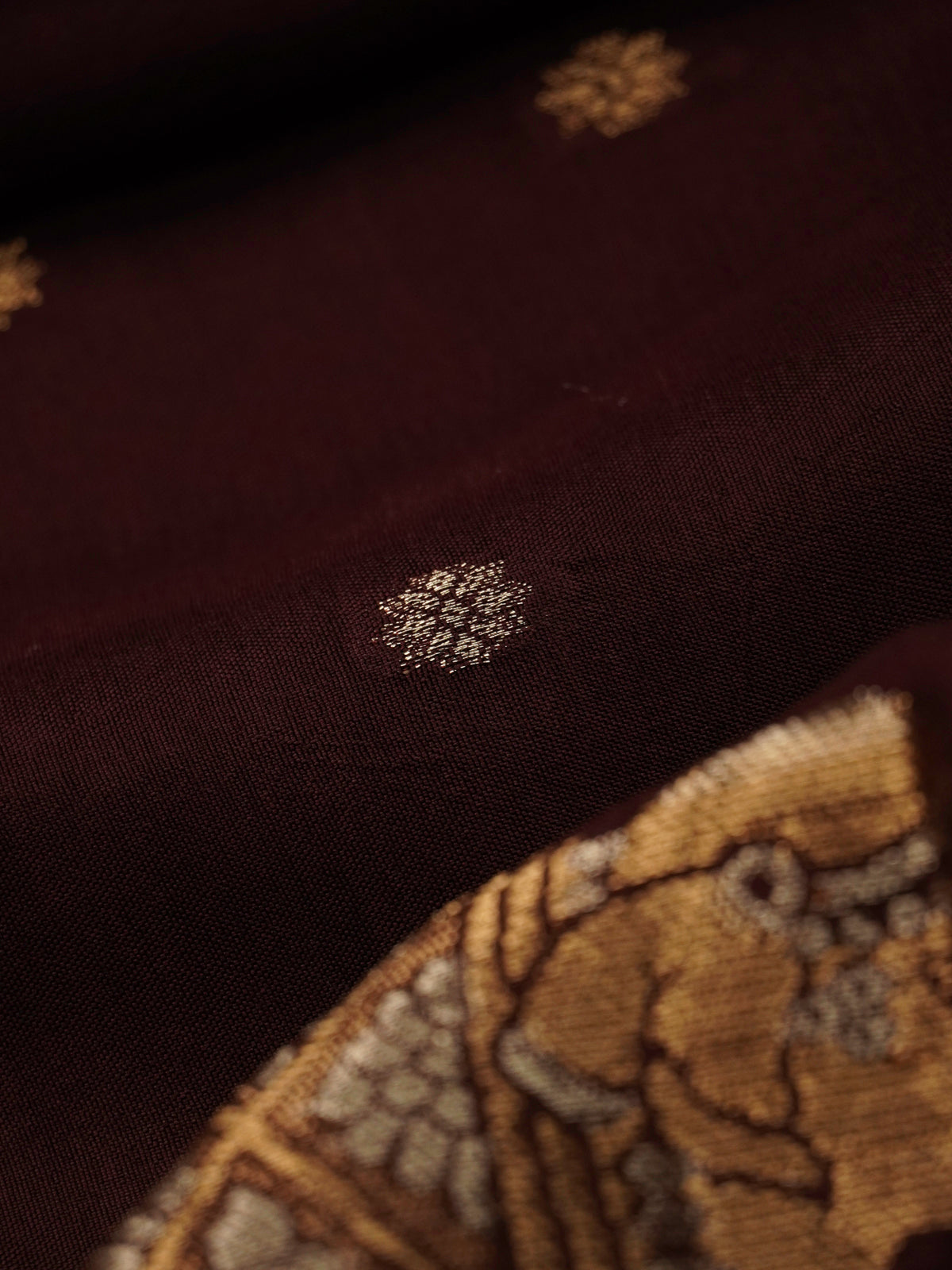 Brown Banaras Dola Silk Saree