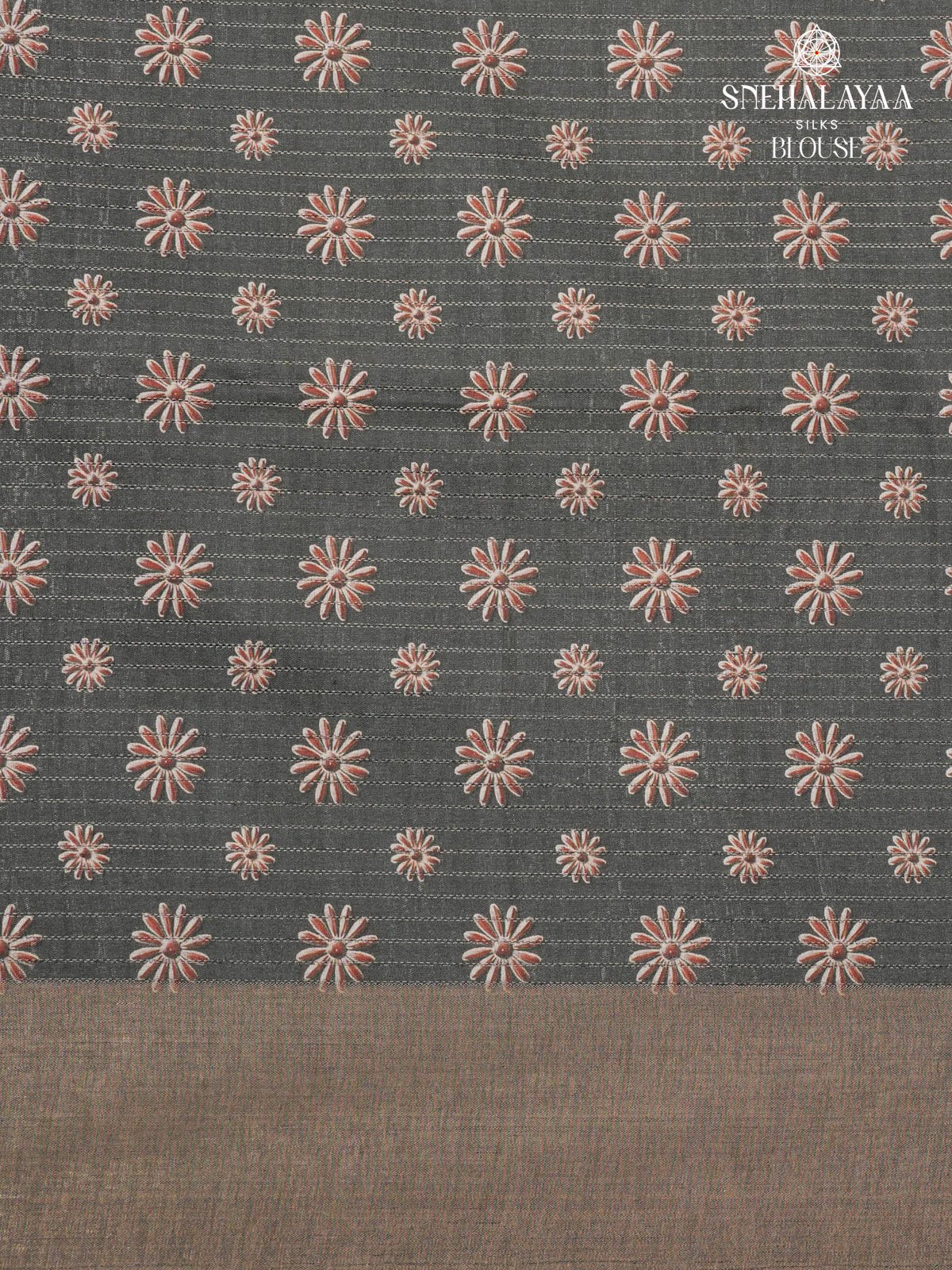 Grey Floral Printed Tussar Saree