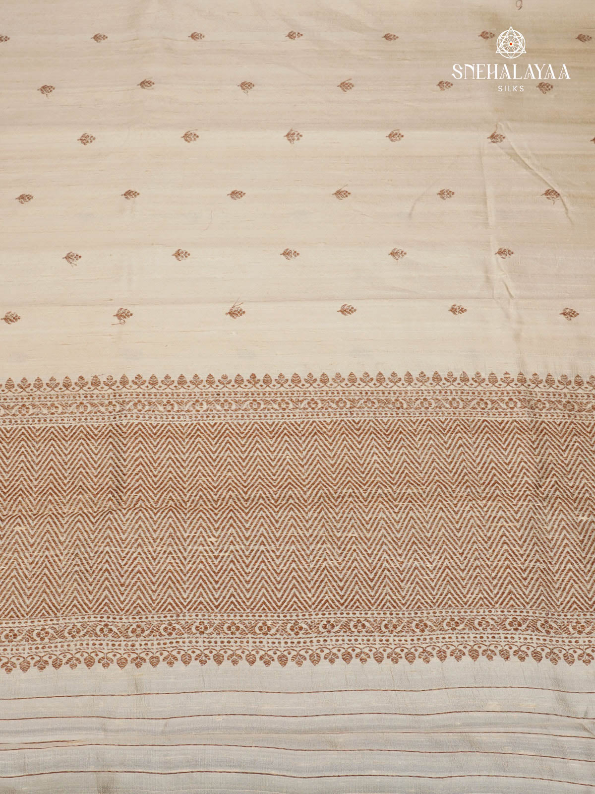 Cream Banaras Raw Silk Saree