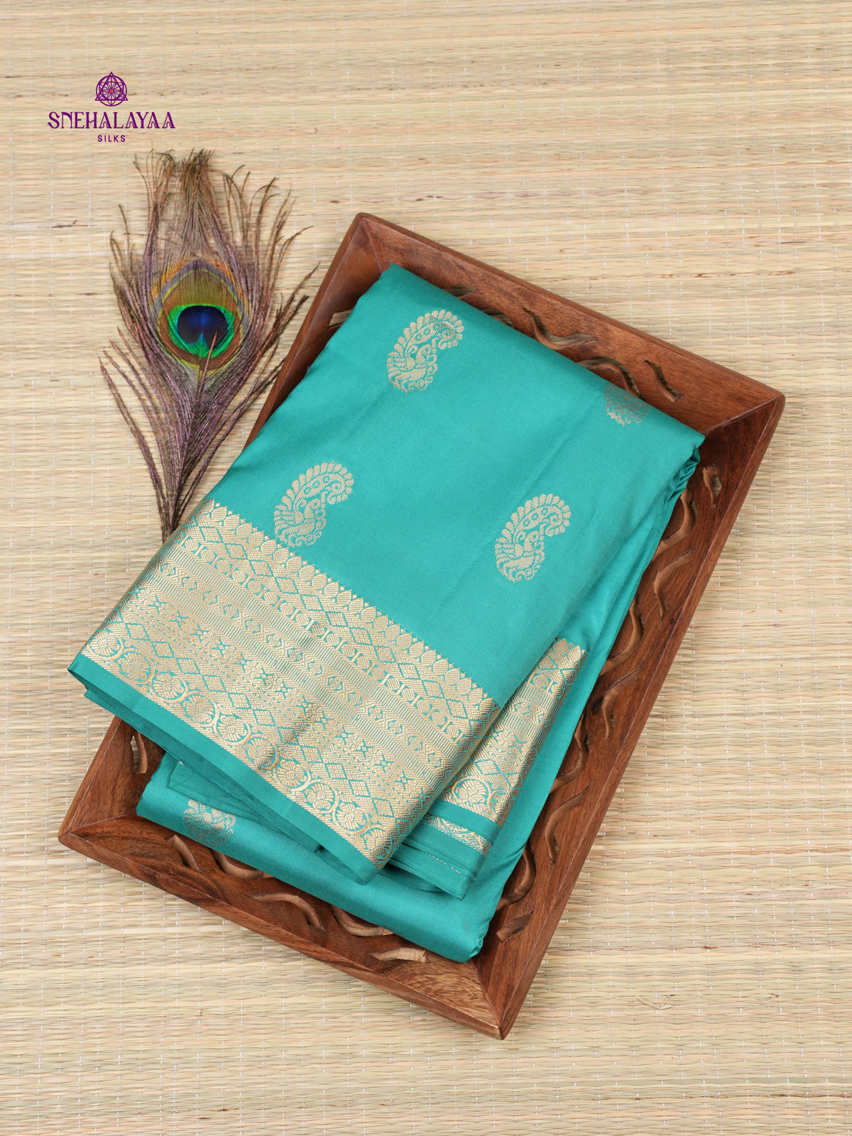 Teal Blue Kanjivaram Silk Saree