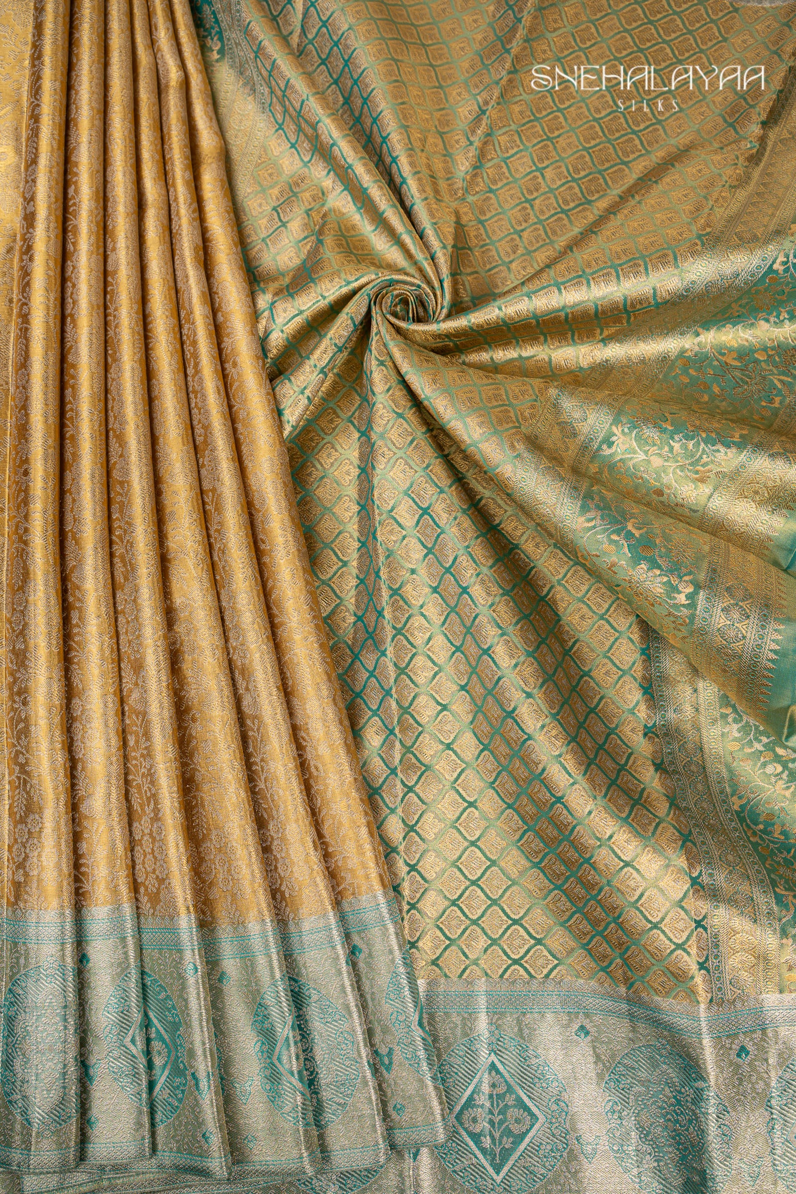 Gold Kancheevaram Silk Saree