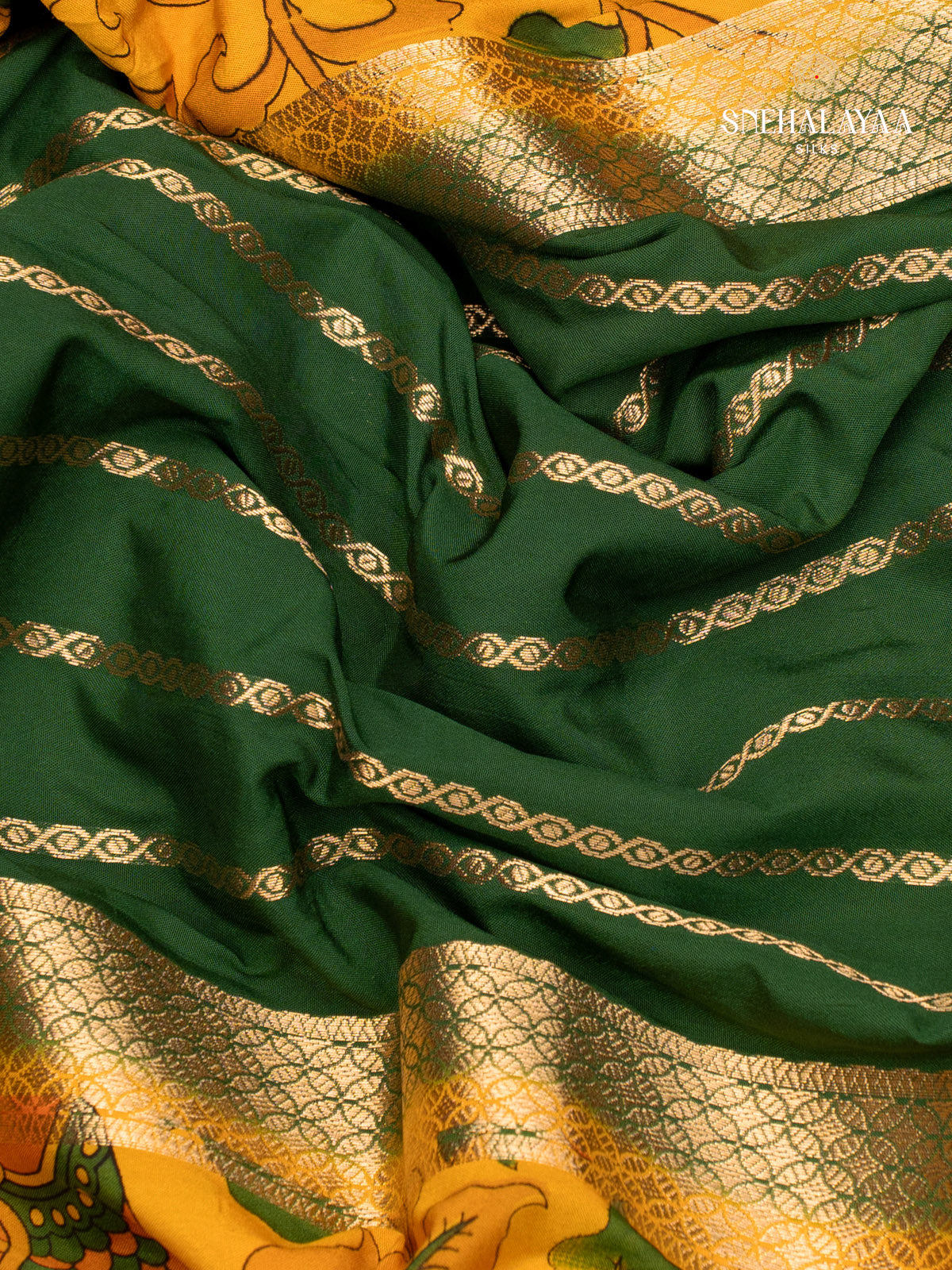 Green Printed Mysore Silk Saree