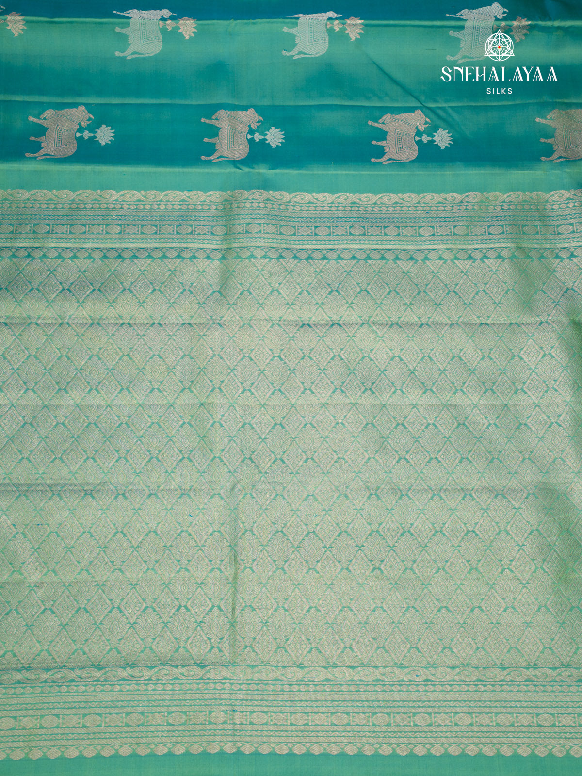 Peacock Blue Kanjivaram Silk Saree