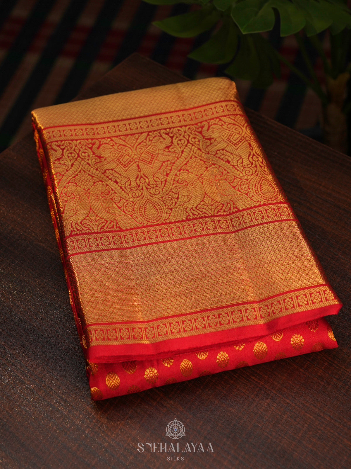 Rust Orange Kanjivaram Silk Saree