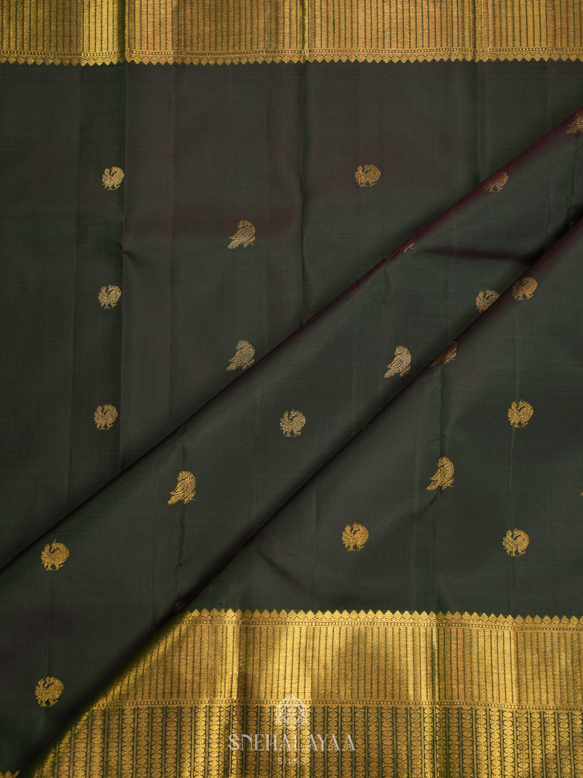 Forest Green Kanjivaram Silk Saree