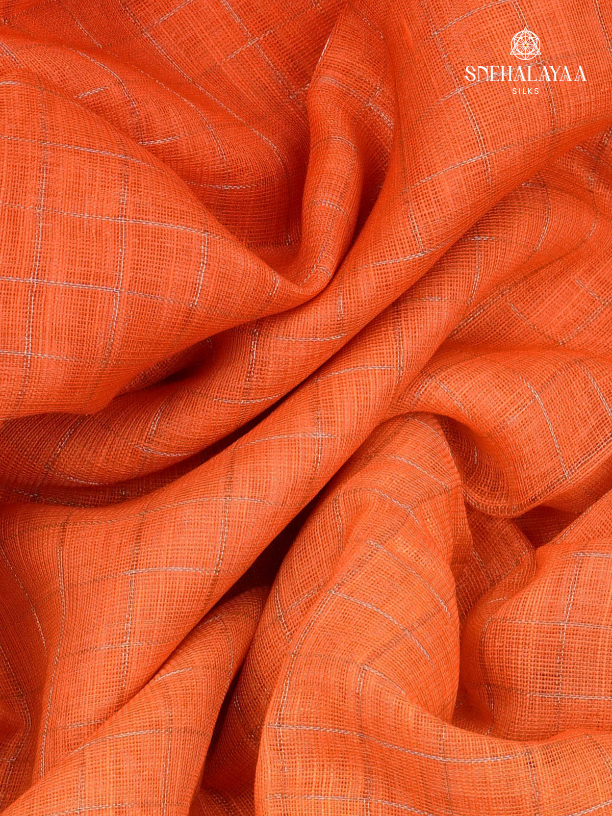Rust Orange Linen Saree