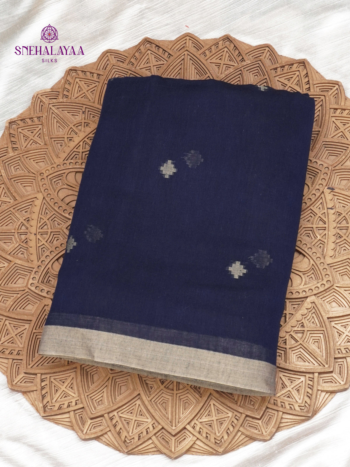 Navy Blue Sambalpuri Cotton Saree
