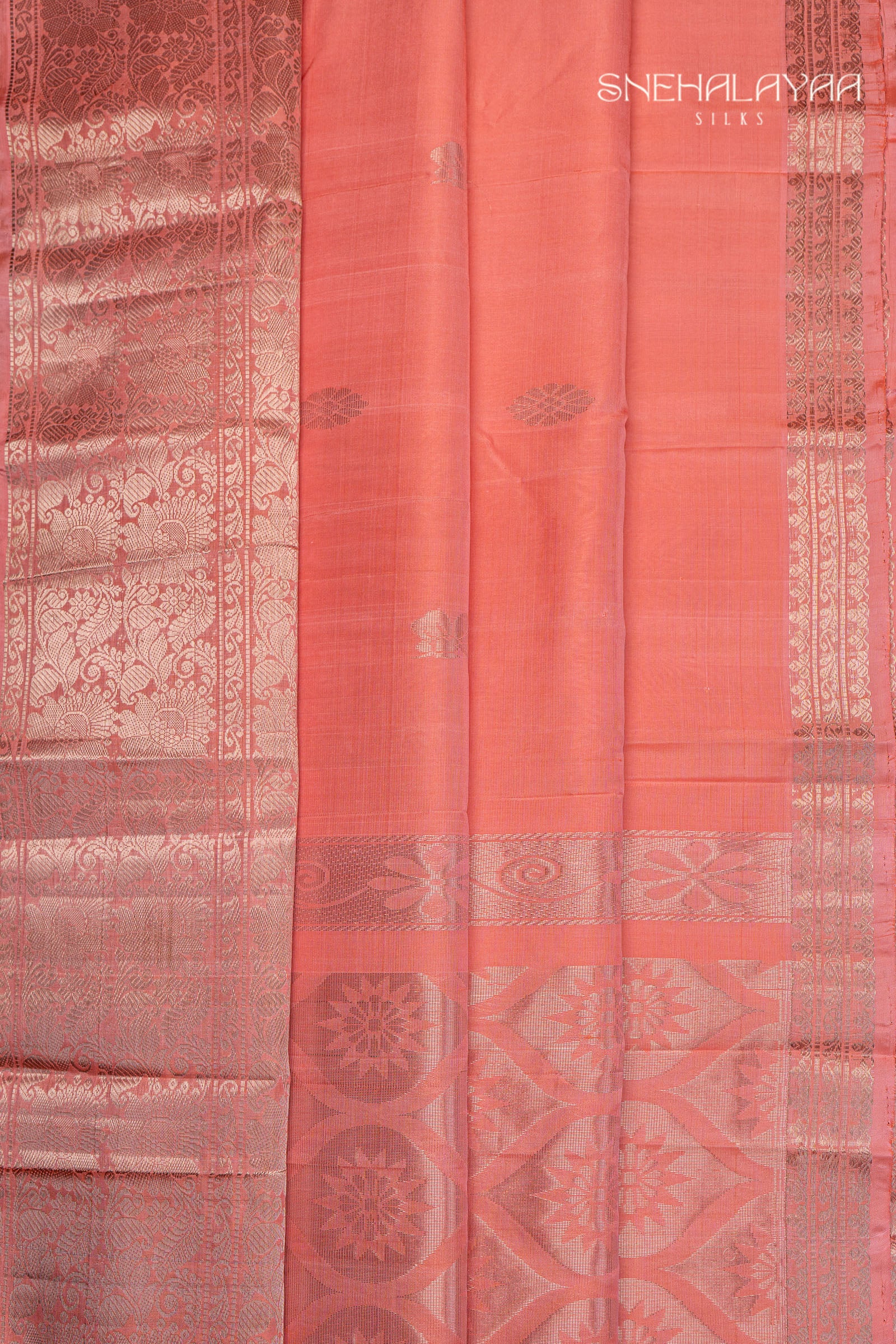 Peach Pink Mangalgiri Silk Saree