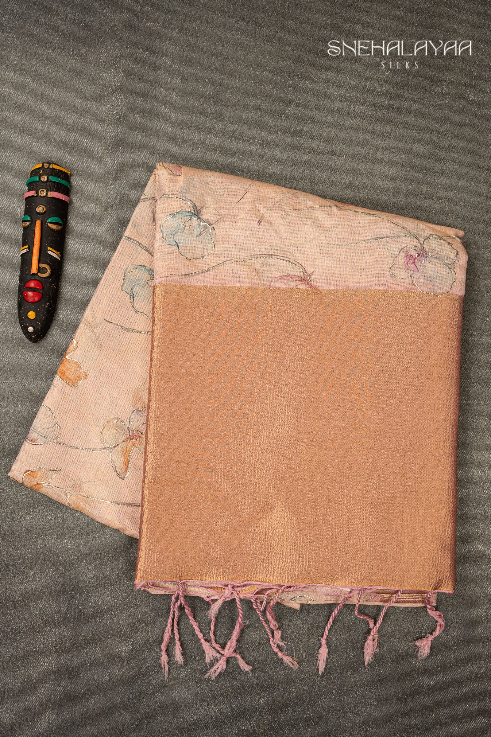 Cream Tissue Crush Saree