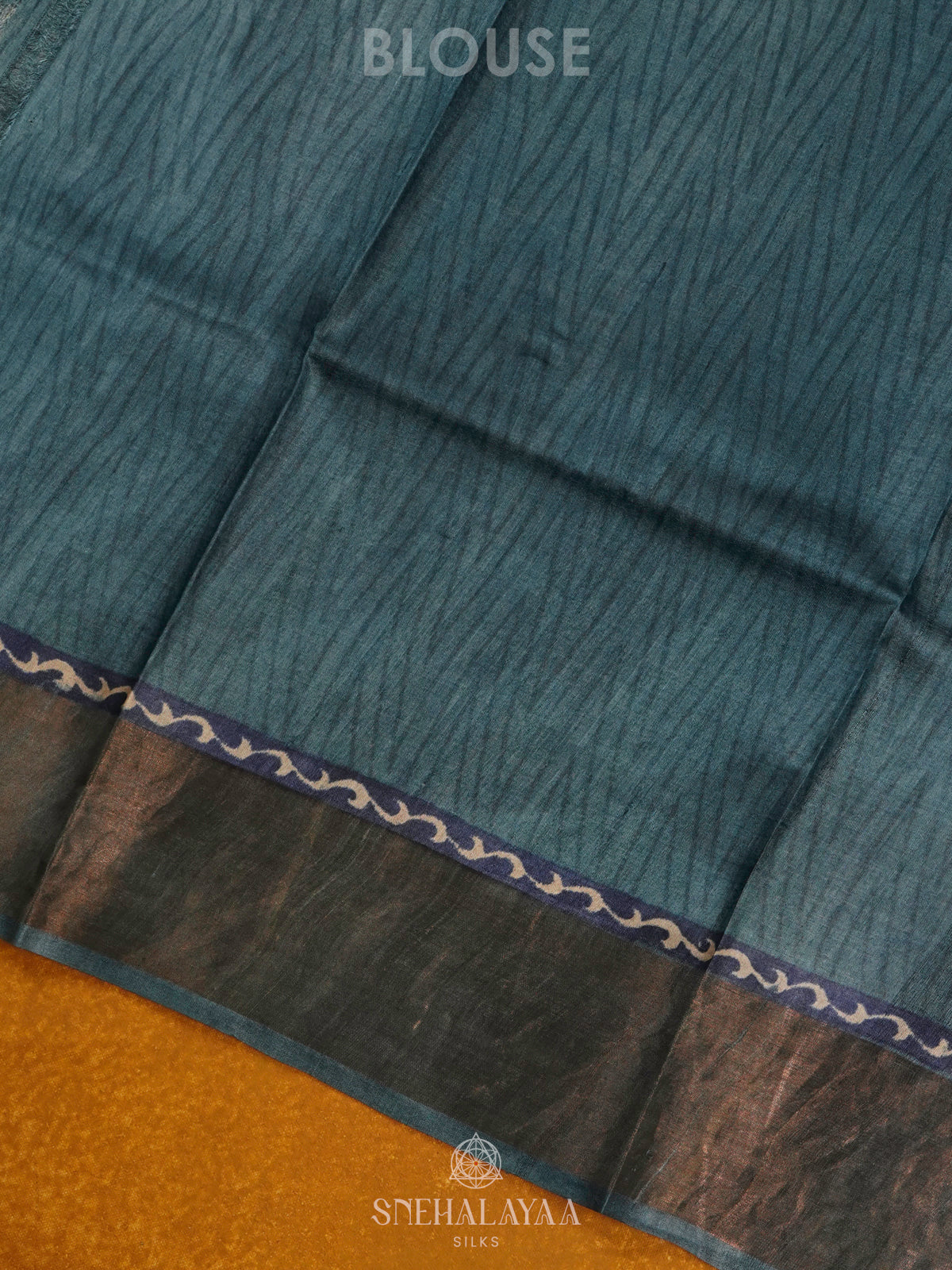 Peacock Blue Tussar Saree
