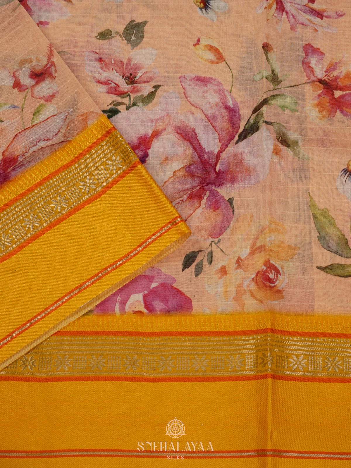 Peach Chanderi Saree