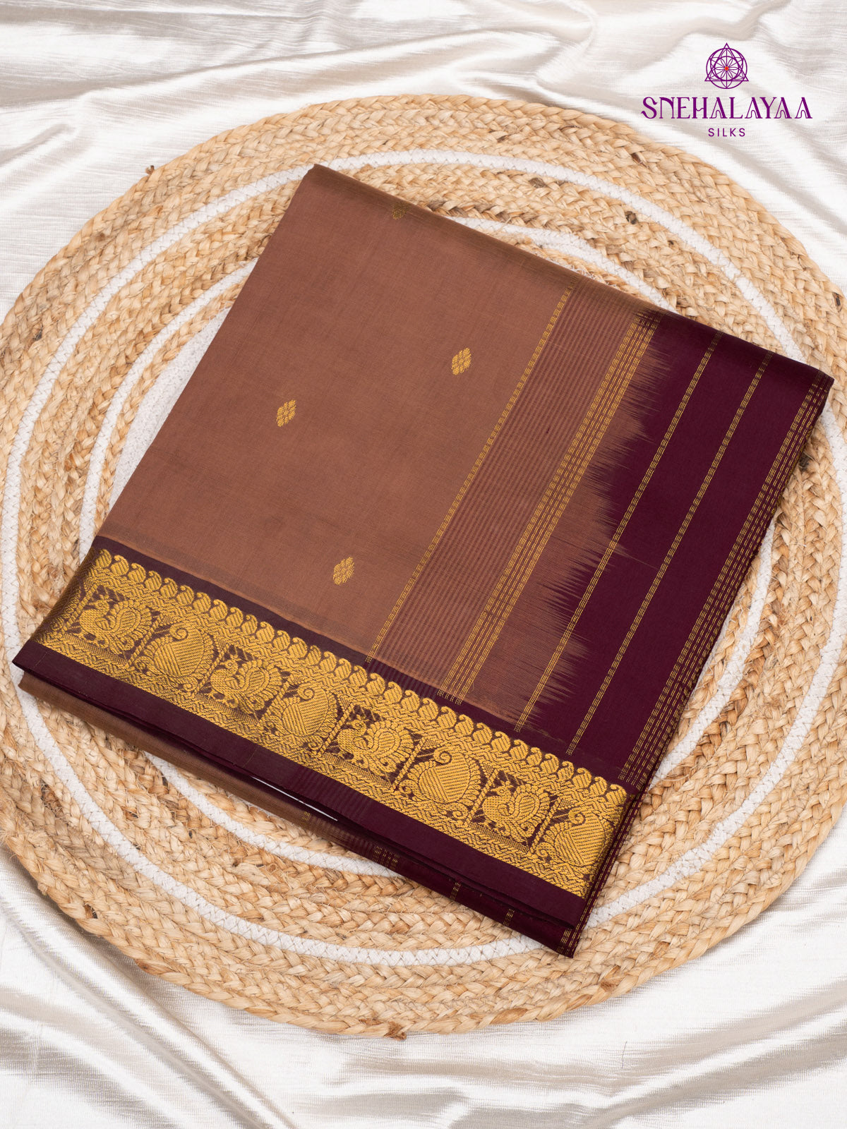 Brown Kanchi Silk Cotton Saree