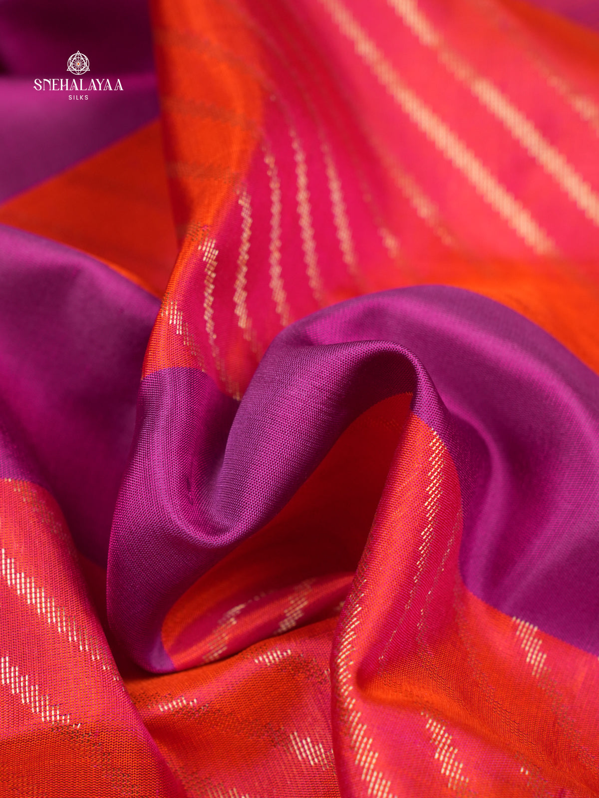 Orange Borderless Kanjivaram Soft Silk Saree