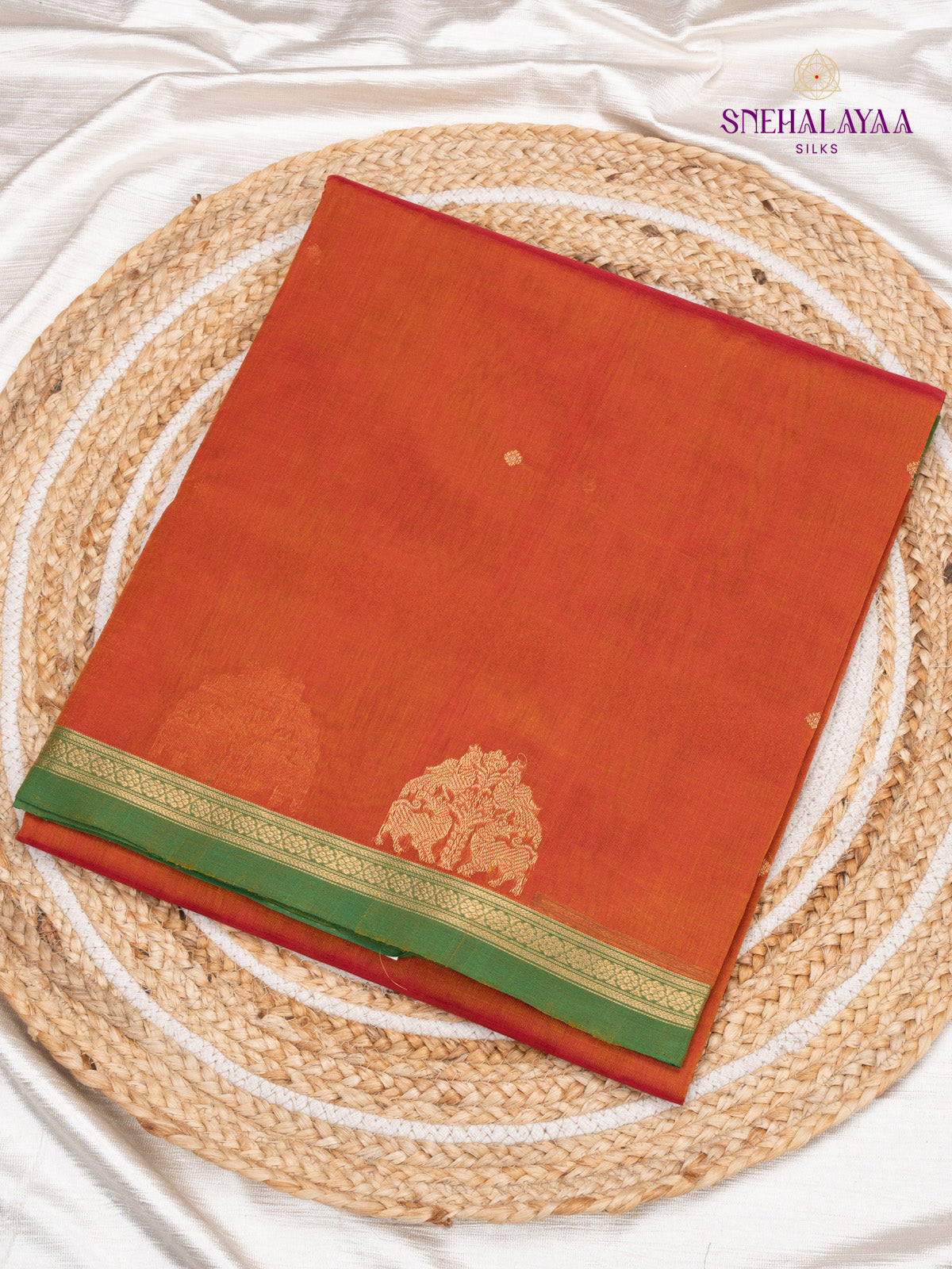 Orange Kanchi Silk Cotton Saree