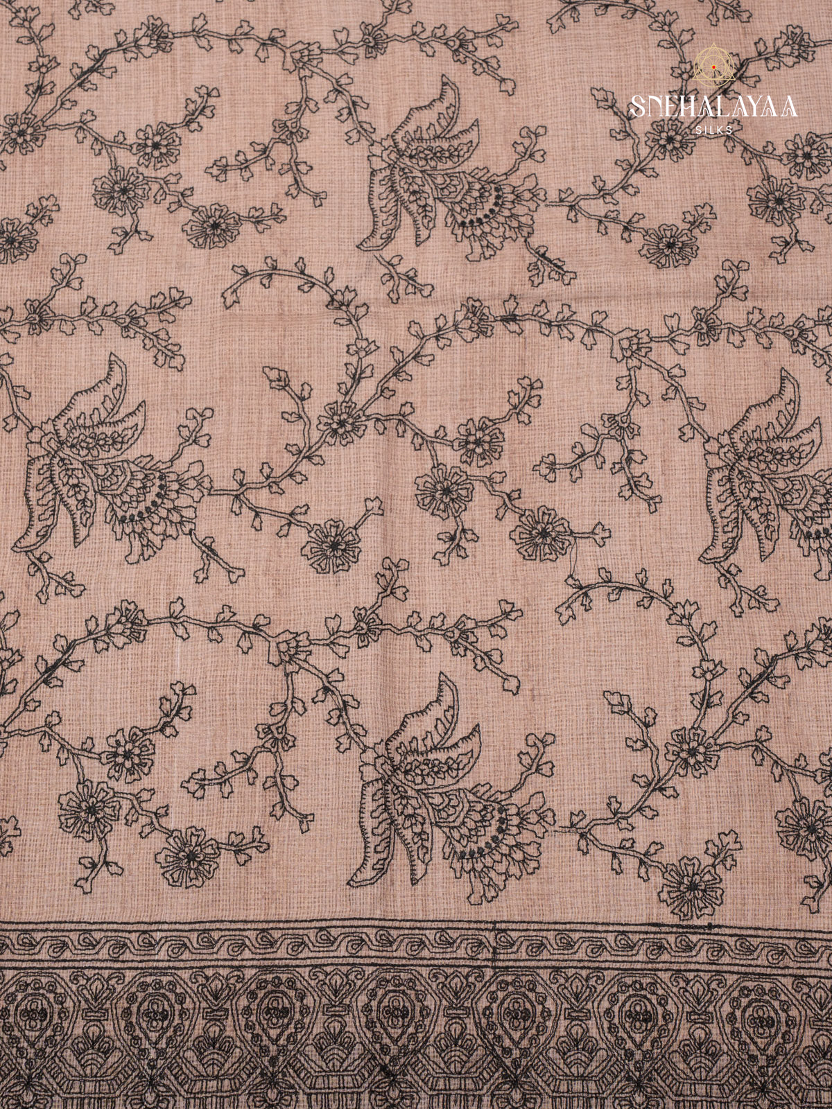 Brown Kota Embroidery Saree